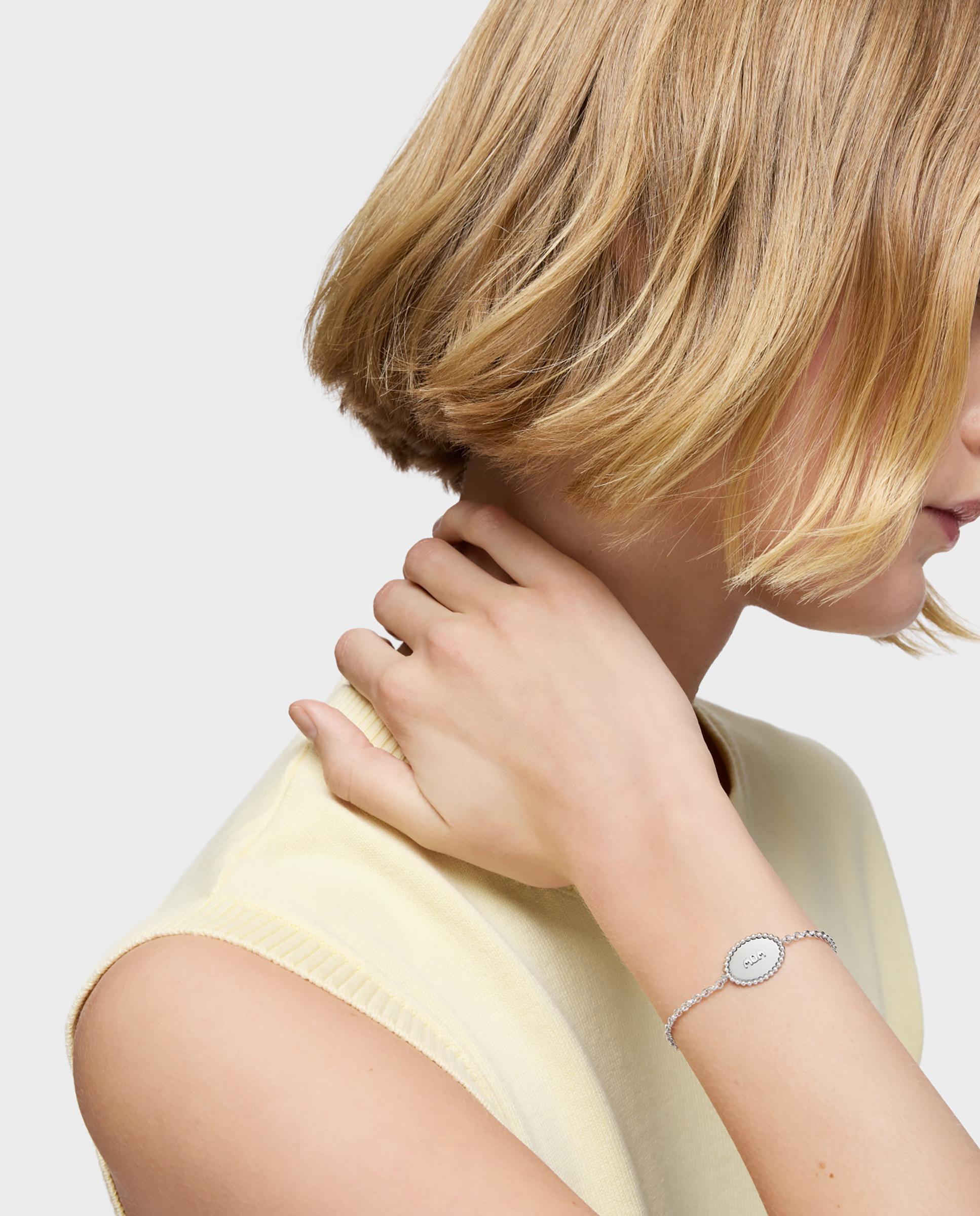 Pulseira de Corrente Mom de Prata com Placa Prateado-4