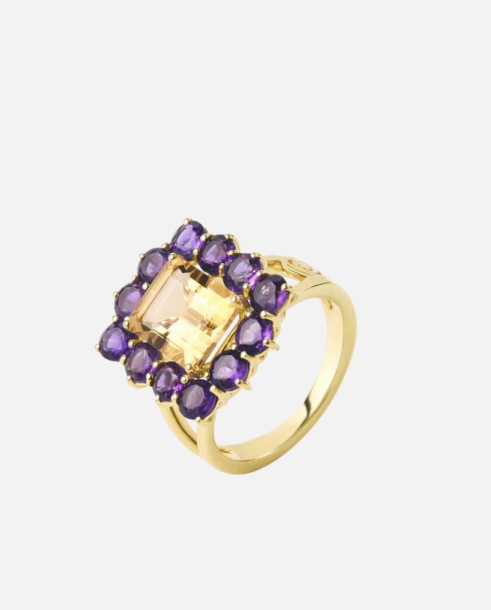 Anel de Ouro com Citrino e Ametista Atelier Multicolor-1