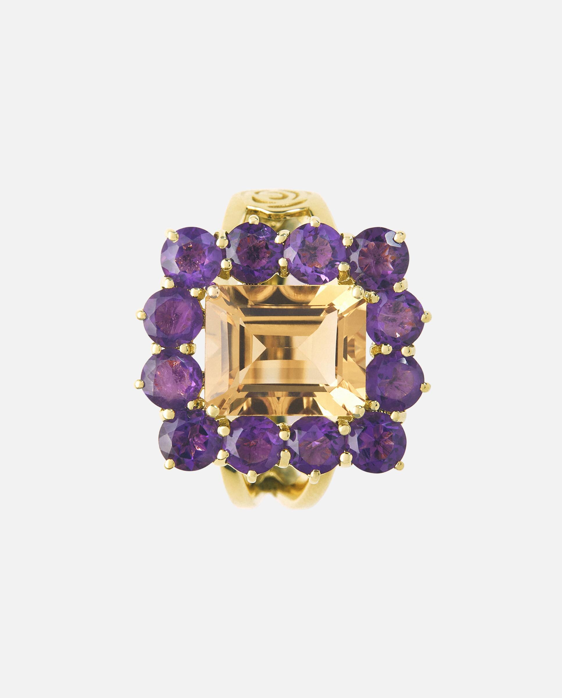 Anel de Ouro com Citrino e Ametista Atelier Multicolor-3