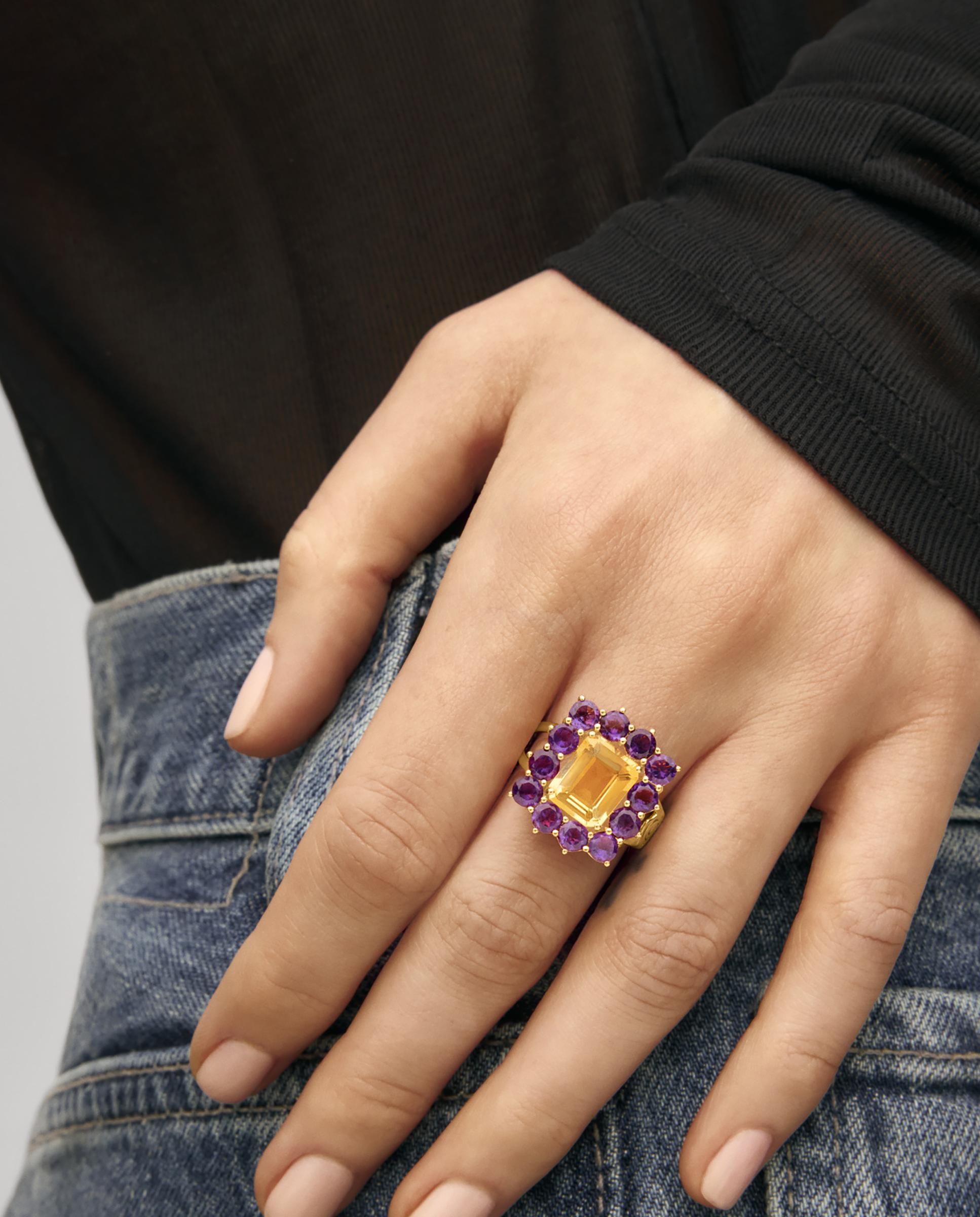 Anel de Ouro com Citrino e Ametista Atelier Multicolor-4