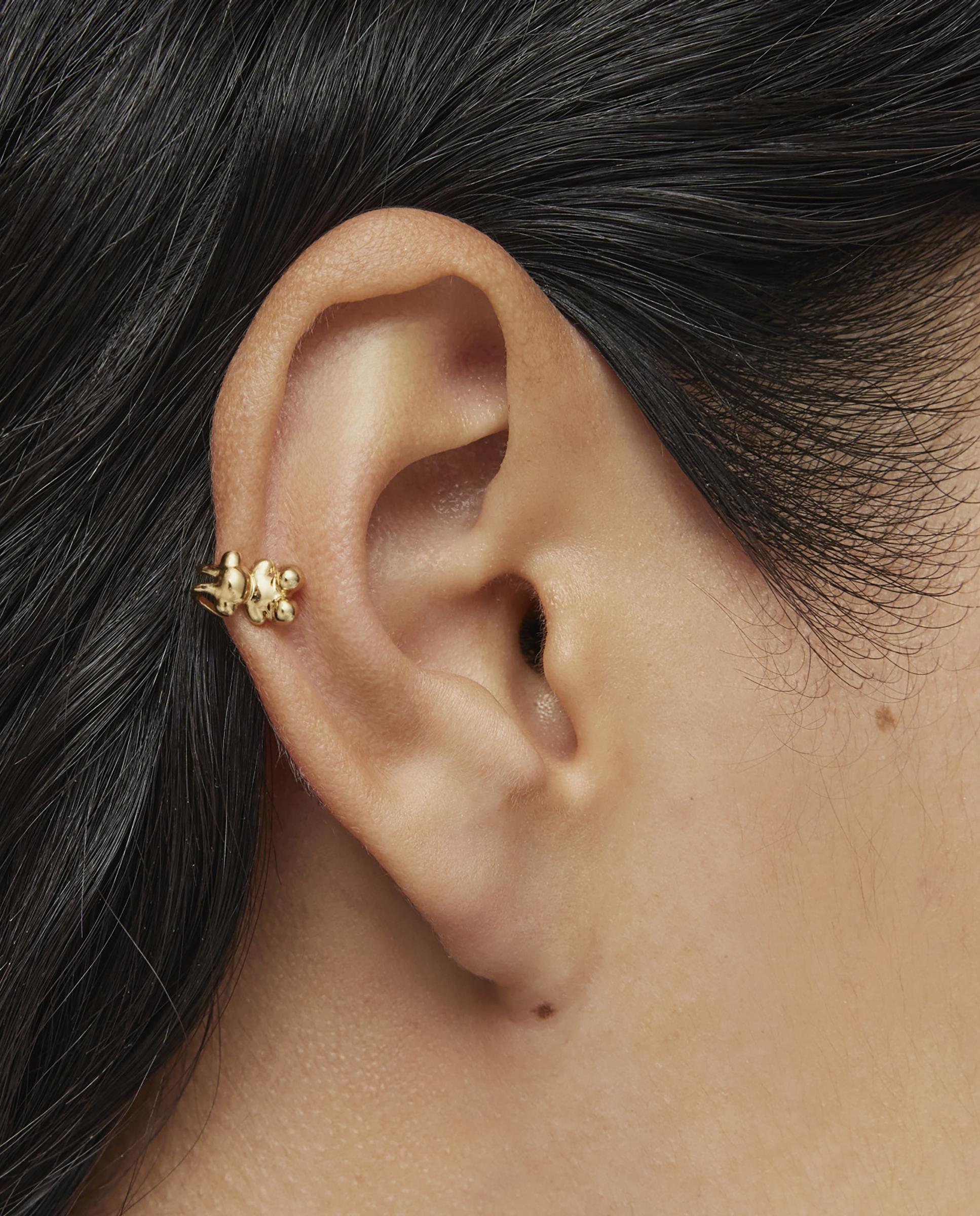 Piercing Bold Bear de Urso Banhado em Ouro 18 Kt Sobre Prata Dourado-4