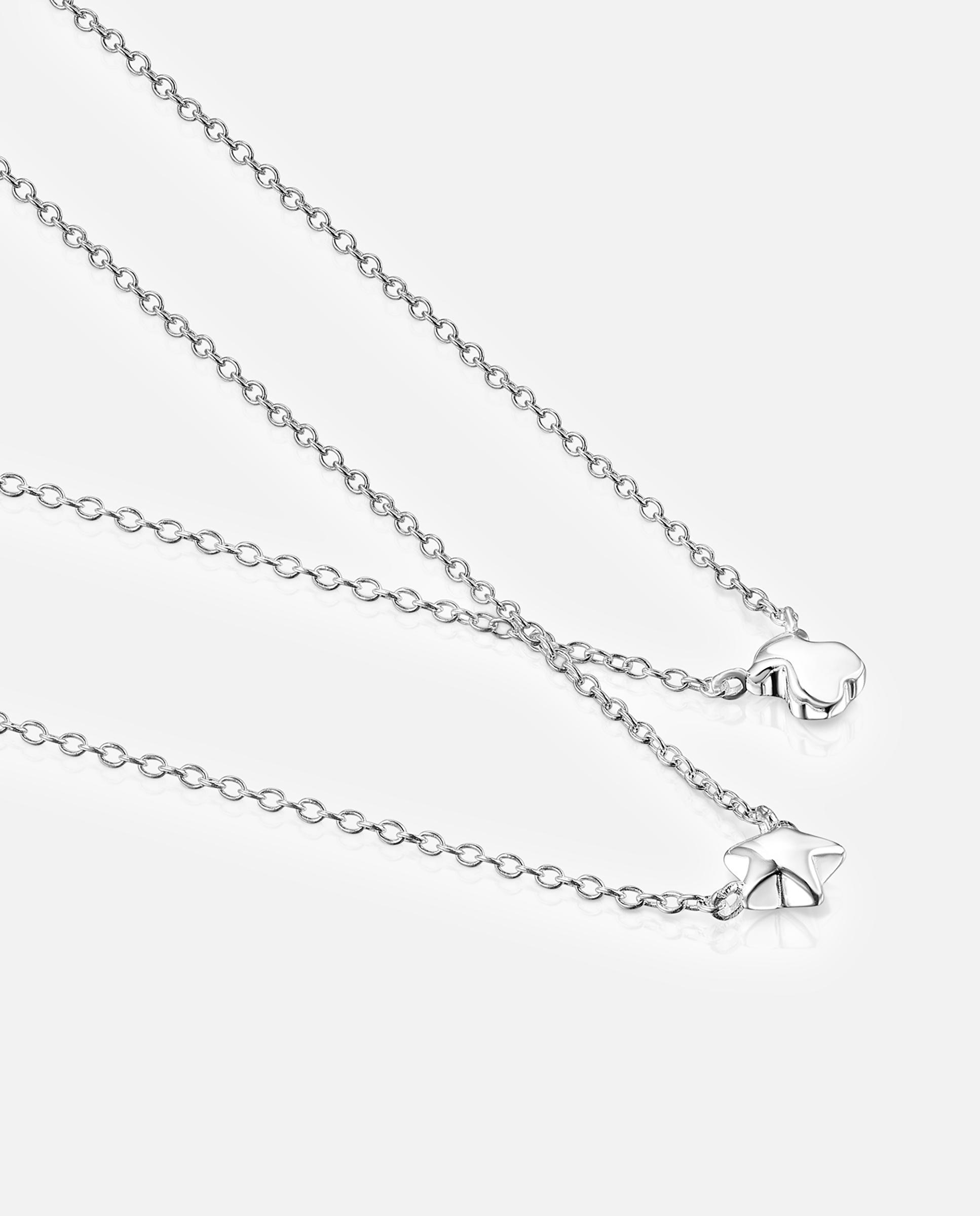 Corrente com Pendente Mini Icons Urso e Estrela de Prata Prateado-2