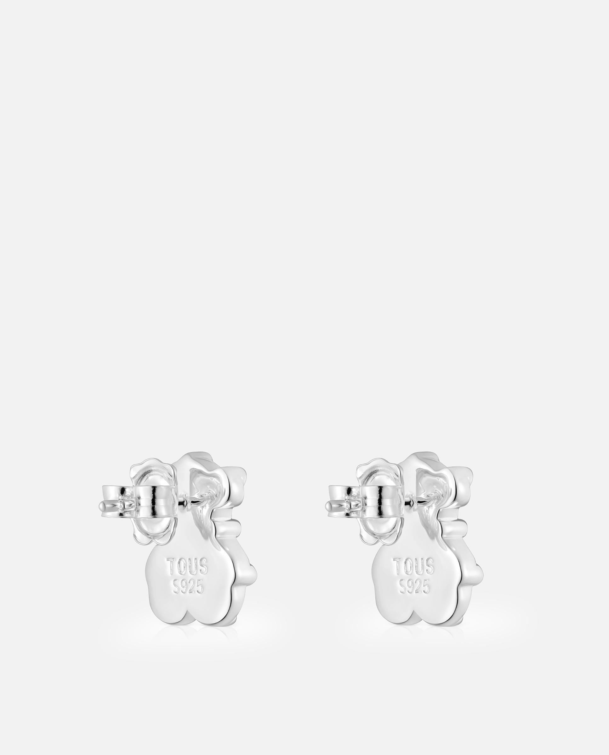 Brincos Grain Pequenos de Urso de Prata Prateado-3