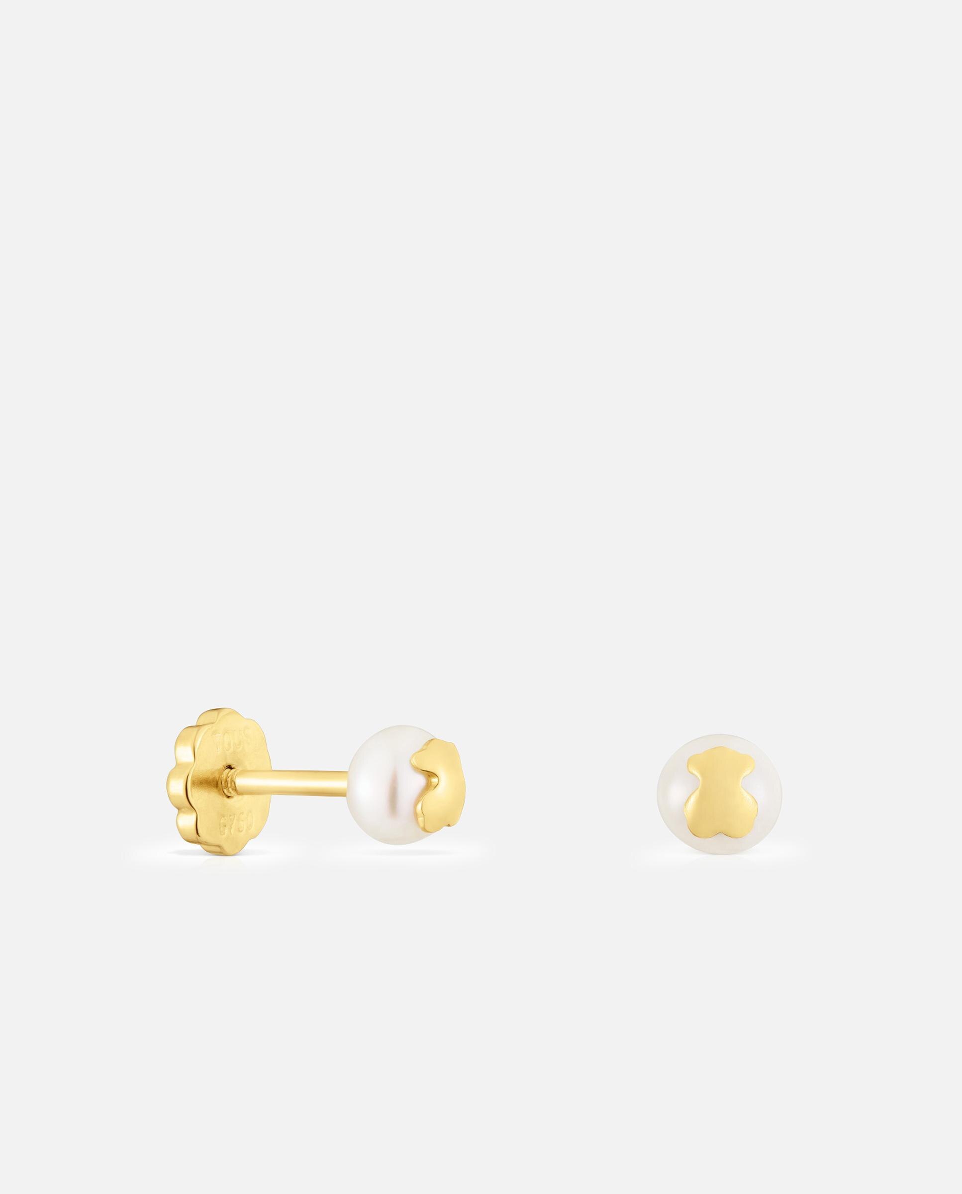 Brincos Basics de Ouro e Pérolas Branco-1