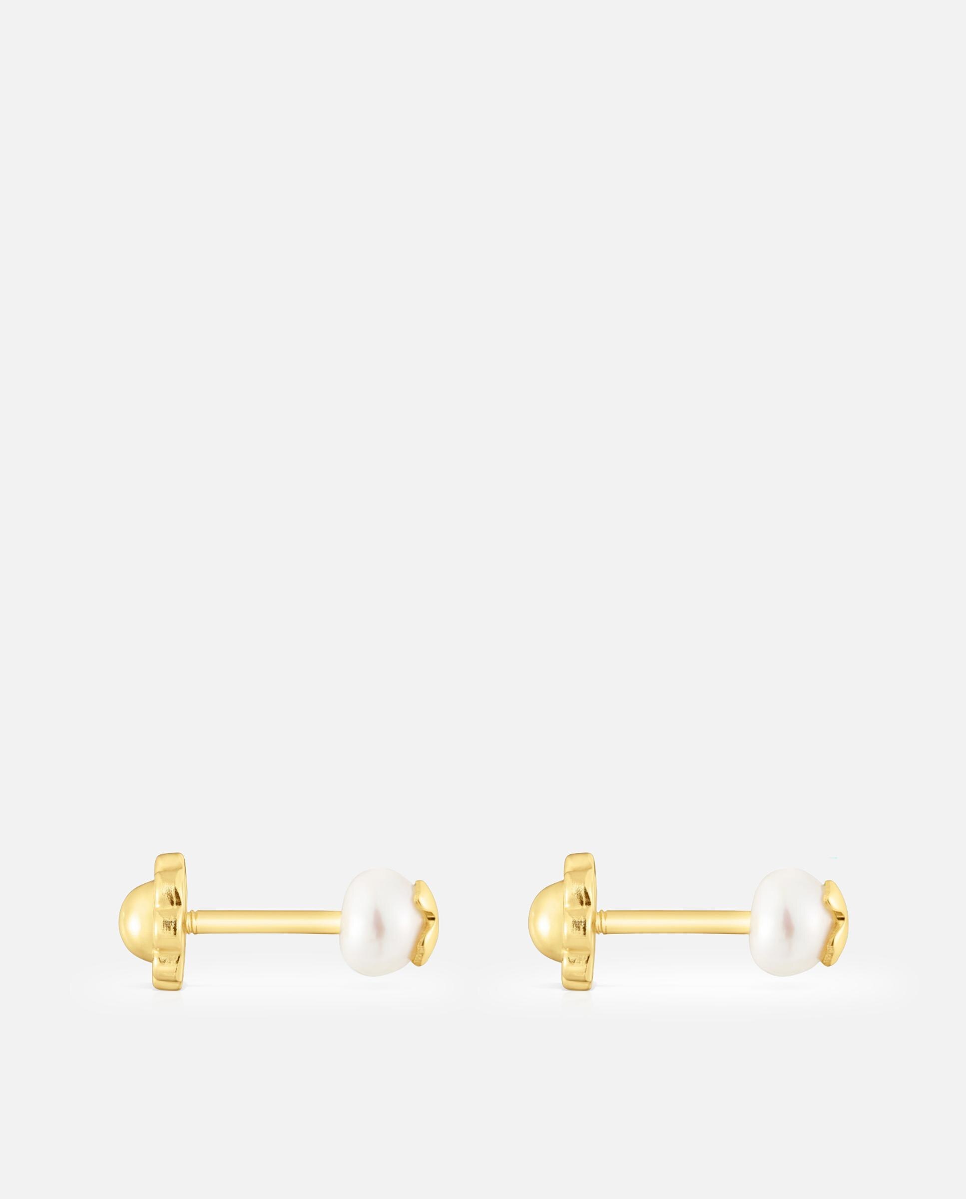 Brincos Basics de Ouro e Pérolas Branco-2