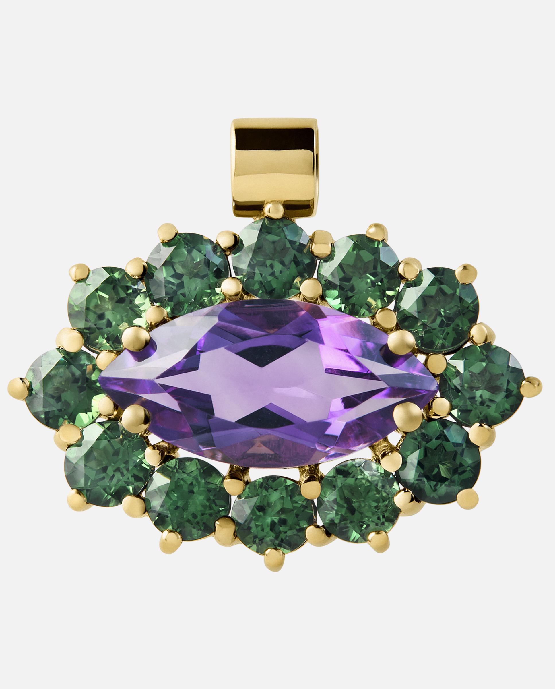 Pendente Atelier de Ouro com Ametista e Cromodiópsido Multicolor-3