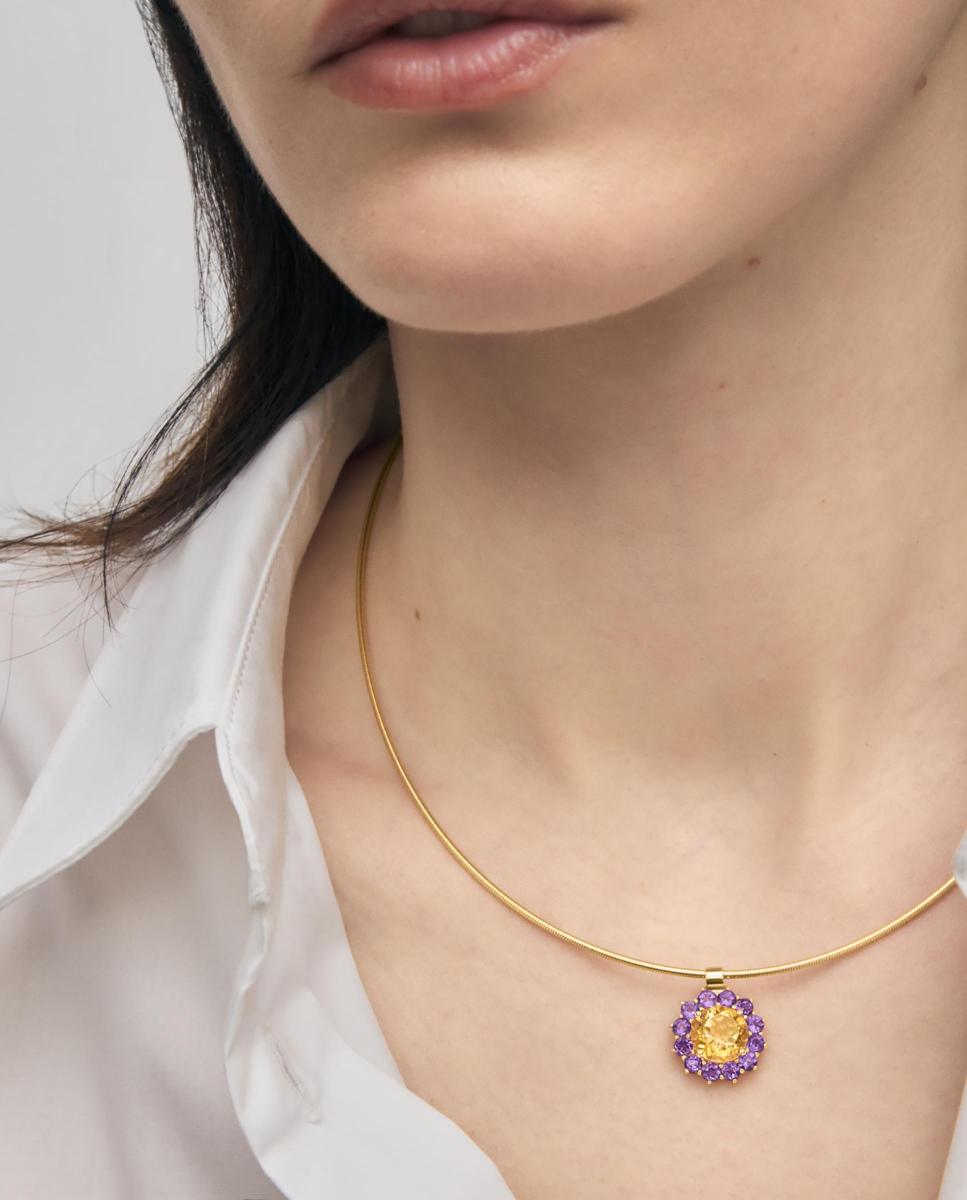 Pendente Atelier de Ouro com Ametista e Citrino Multicolor-4