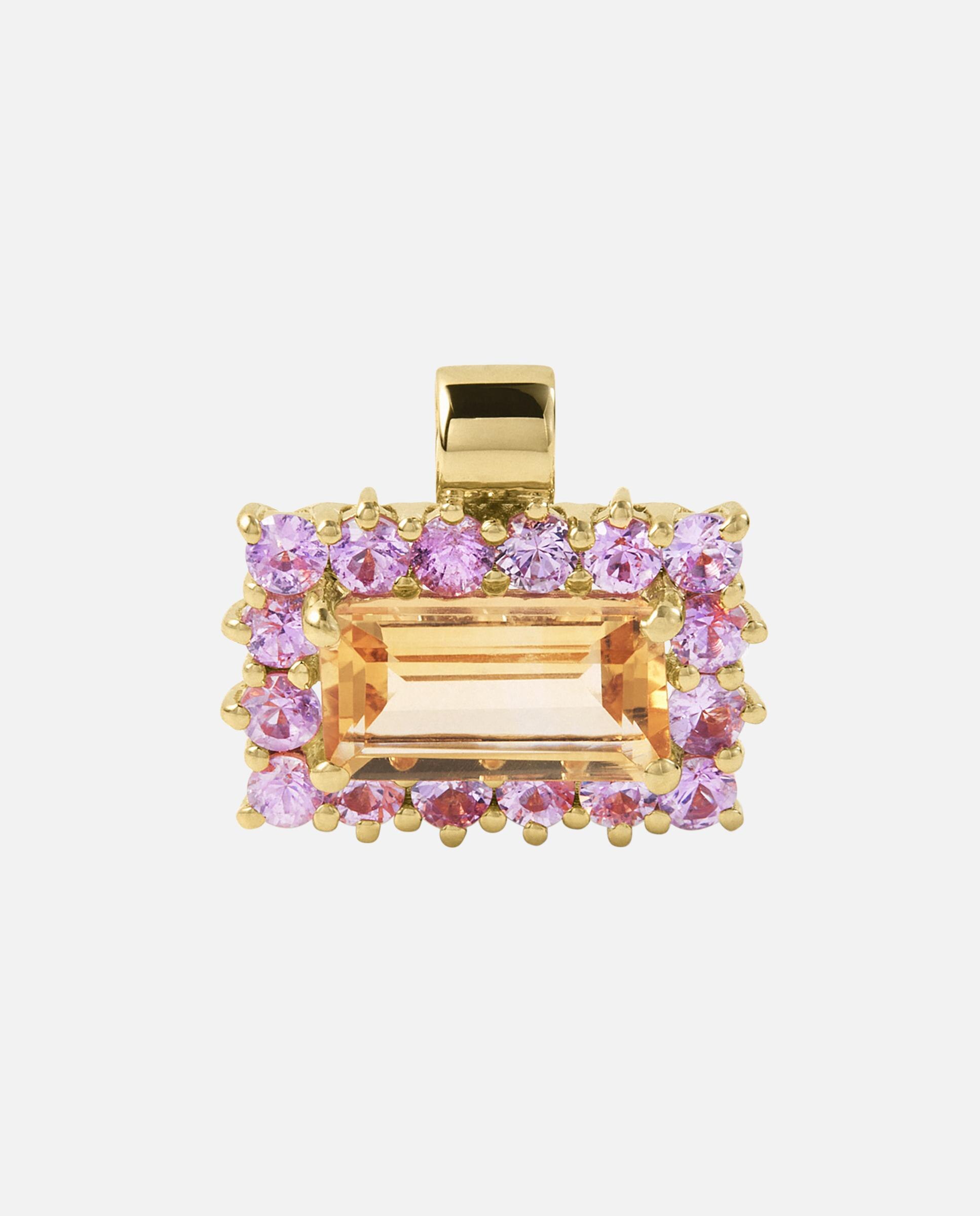 Pendente Atelier de Ouro com Citrino e Safira Rosa Multicolor-1