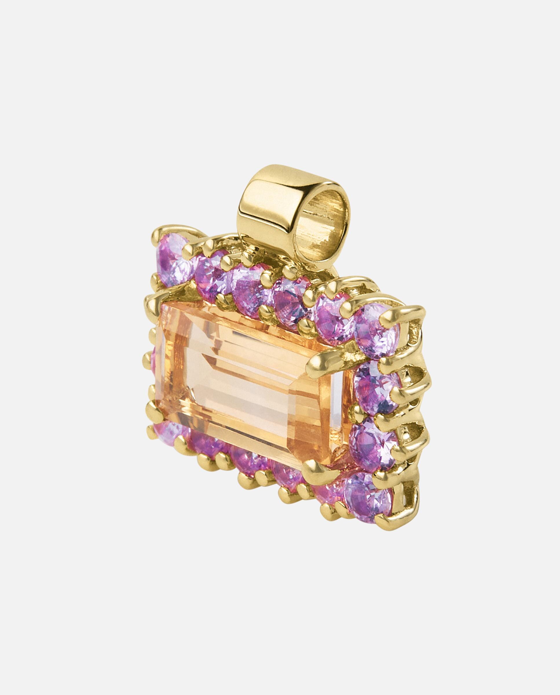 Pendente Atelier de Ouro com Citrino e Safira Rosa Multicolor-2