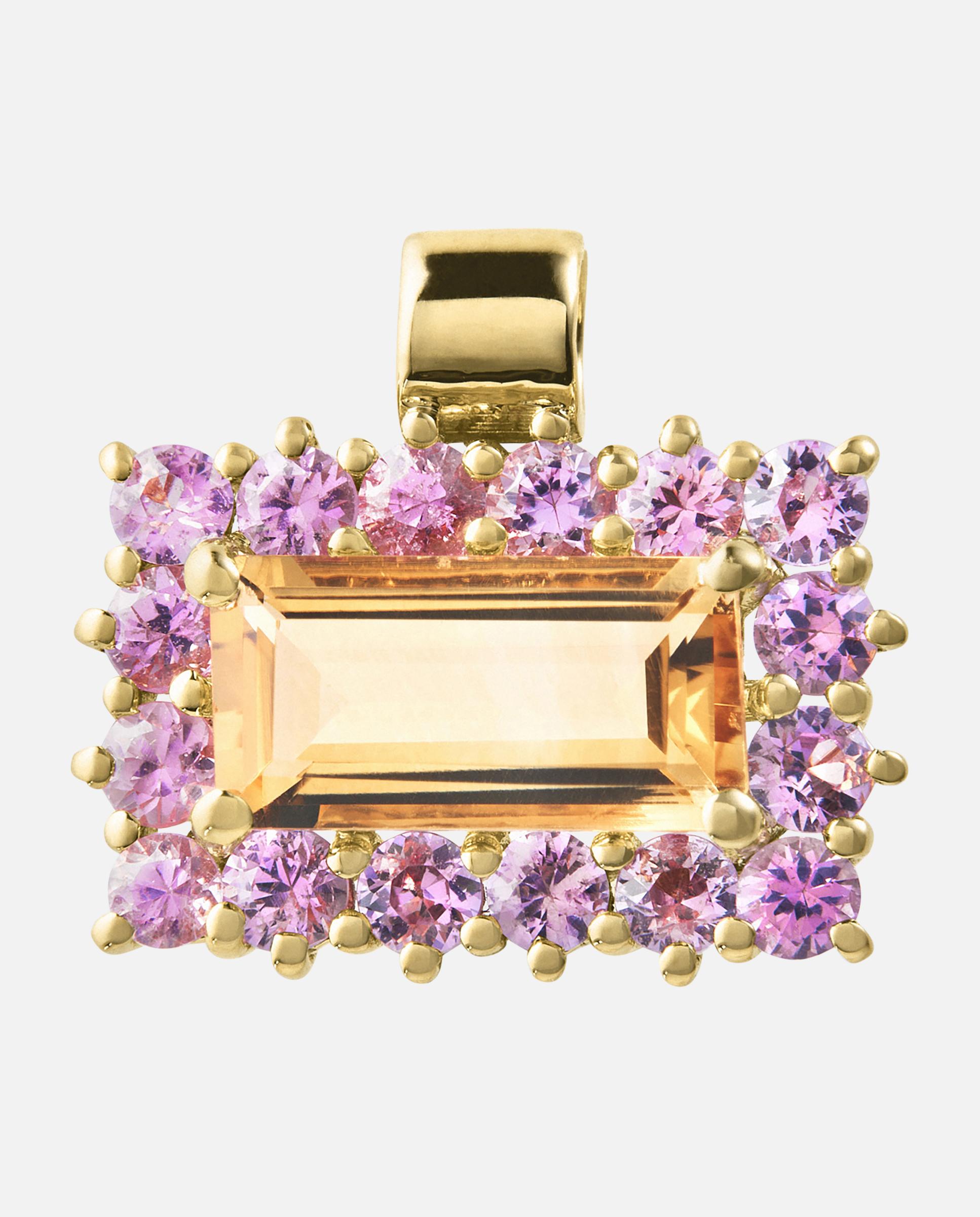 Pendente Atelier de Ouro com Citrino e Safira Rosa Multicolor-3