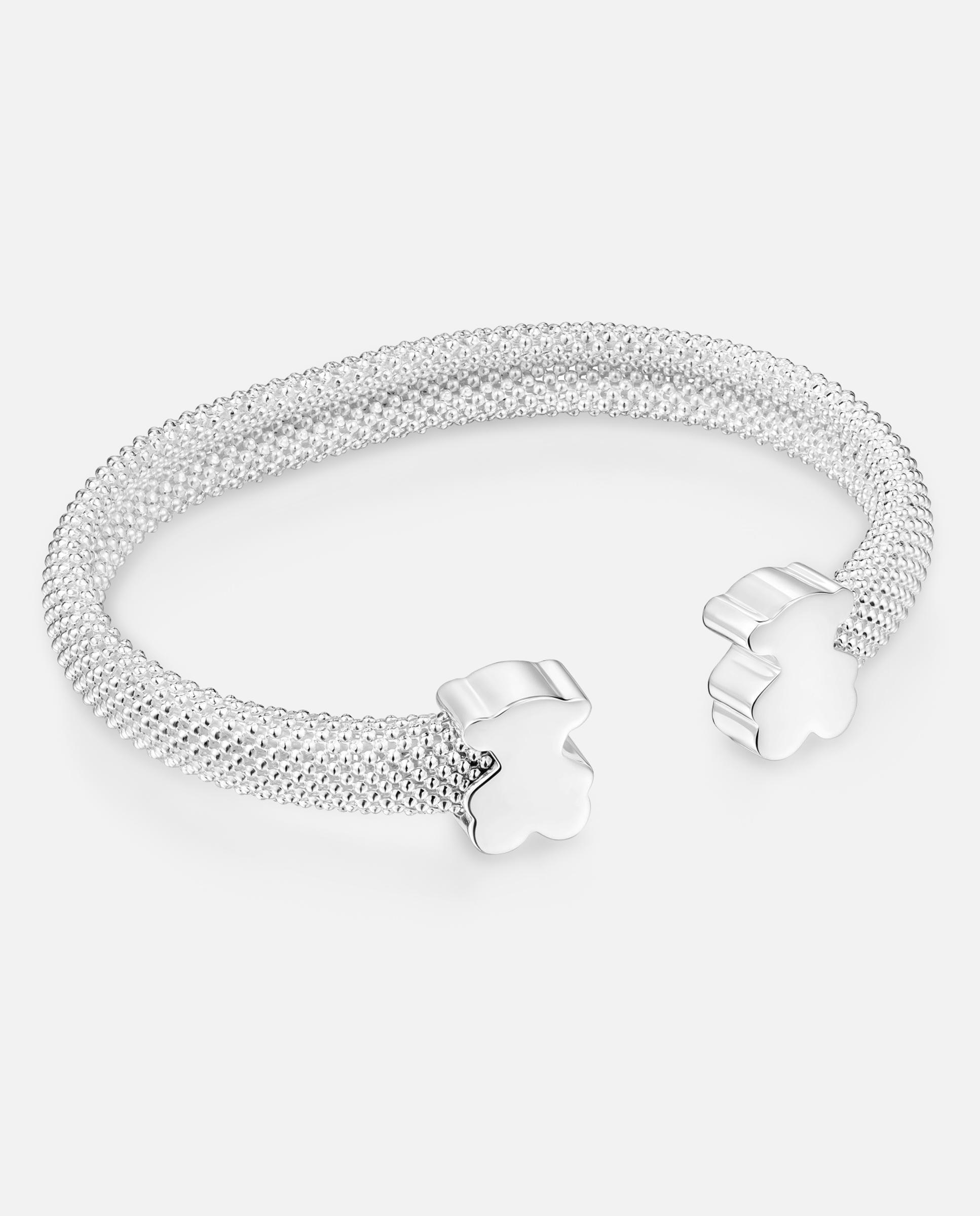 Pulseira Rígida Icon Mesh de Prata com Urso 12 Mm Prateado-1