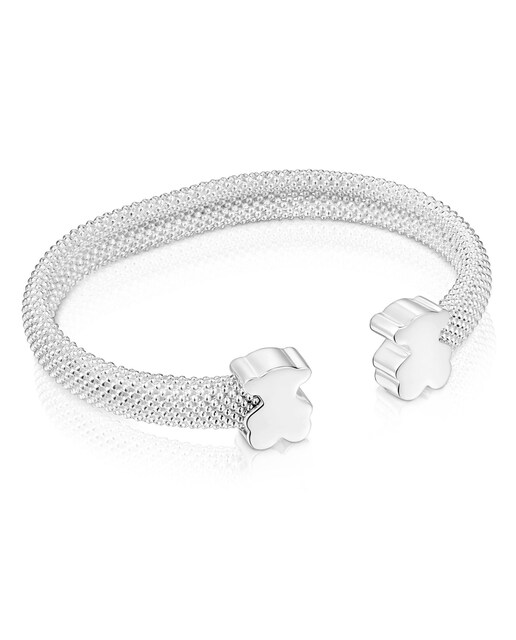 Imagem 0 de Pulseira Escrava Icon Mesh de Prata com Urso 12mm