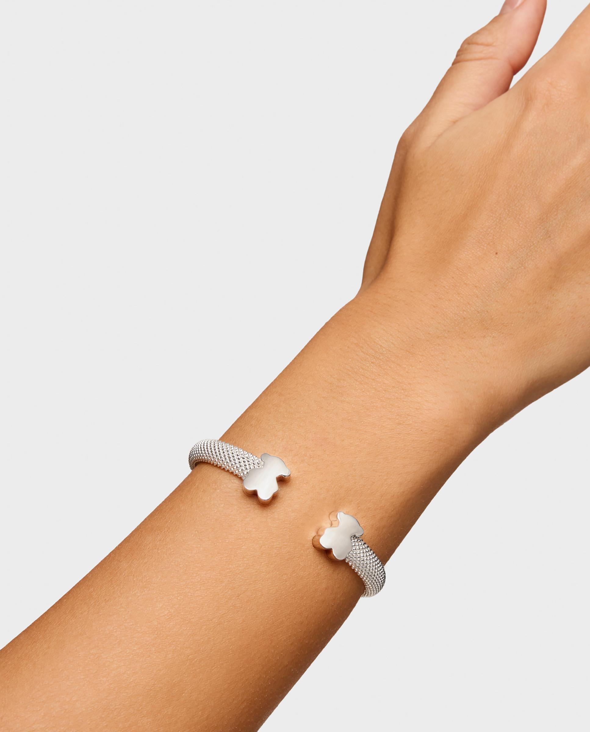 Pulseira Rígida Icon Mesh de Prata com Urso 12 Mm Prateado-2