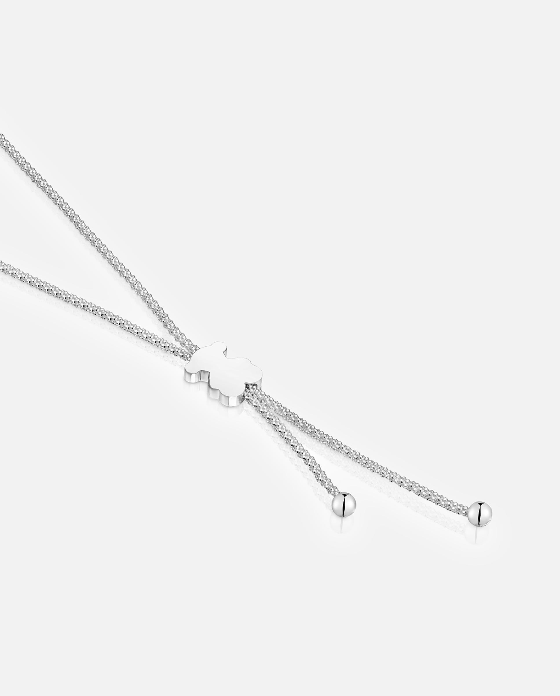 Corrente com Pendentes Icon Mesh Curto de Prata com Urso Prateado-2
