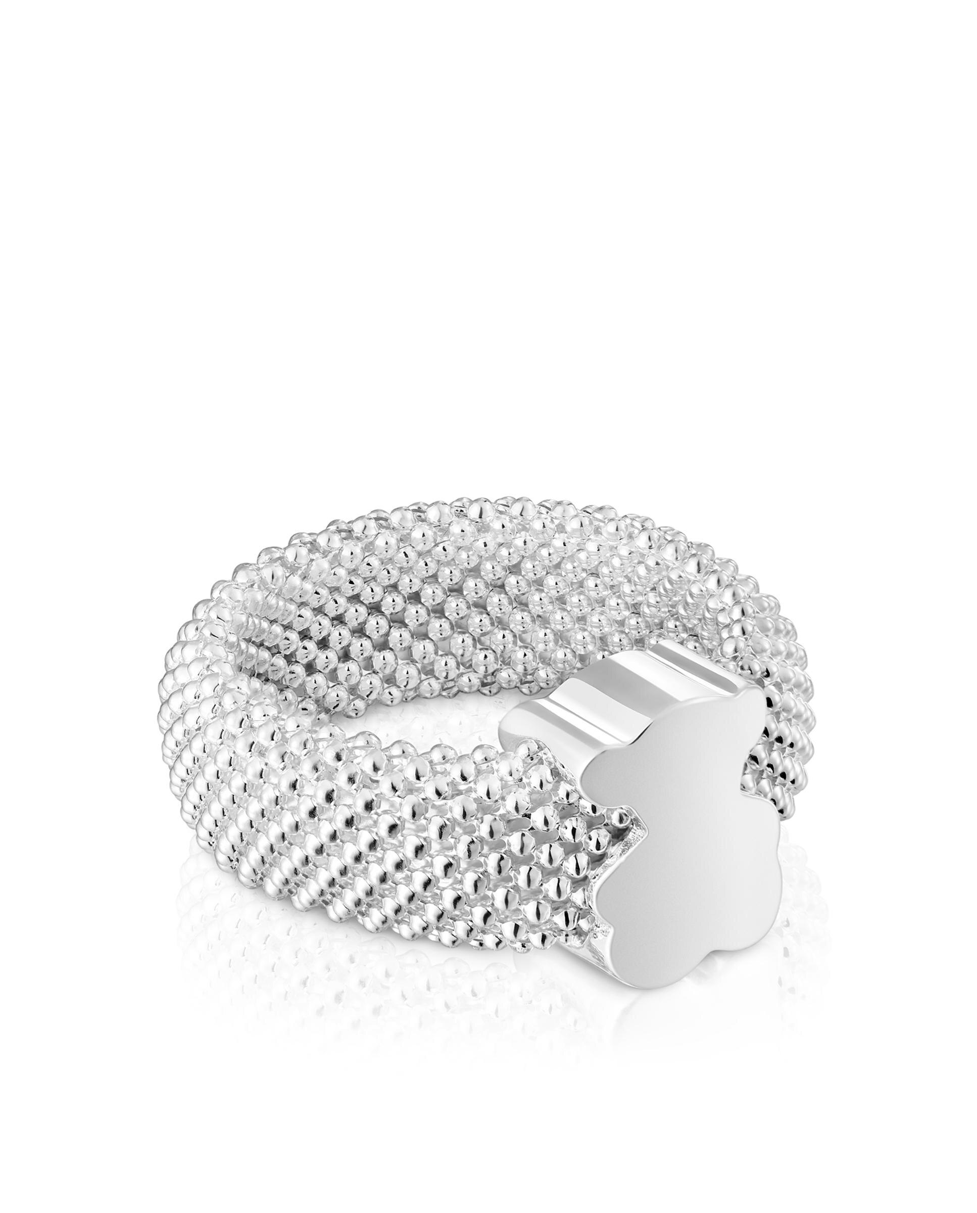 Anel Icon Mesh de Prata com Urso 10 Mm Prateado-2