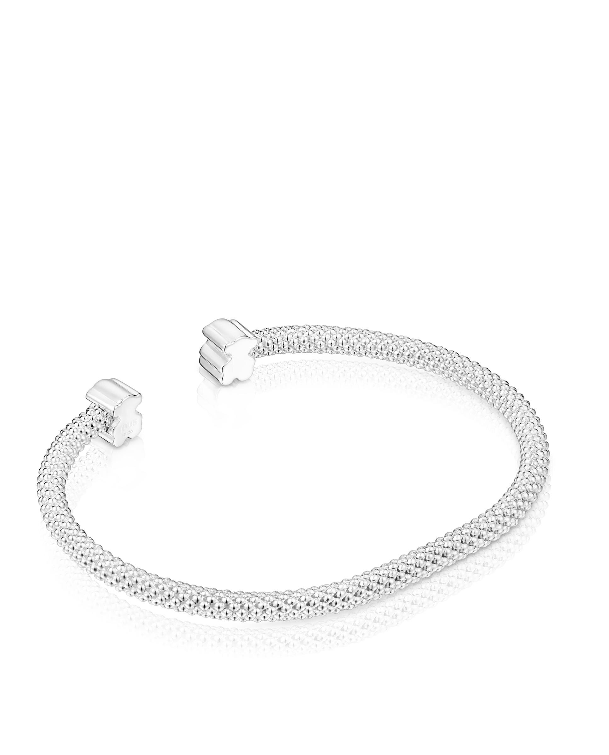 Pulseira Rígida Icon Mesh de Prata com Urso 7 Mm Prateado-3