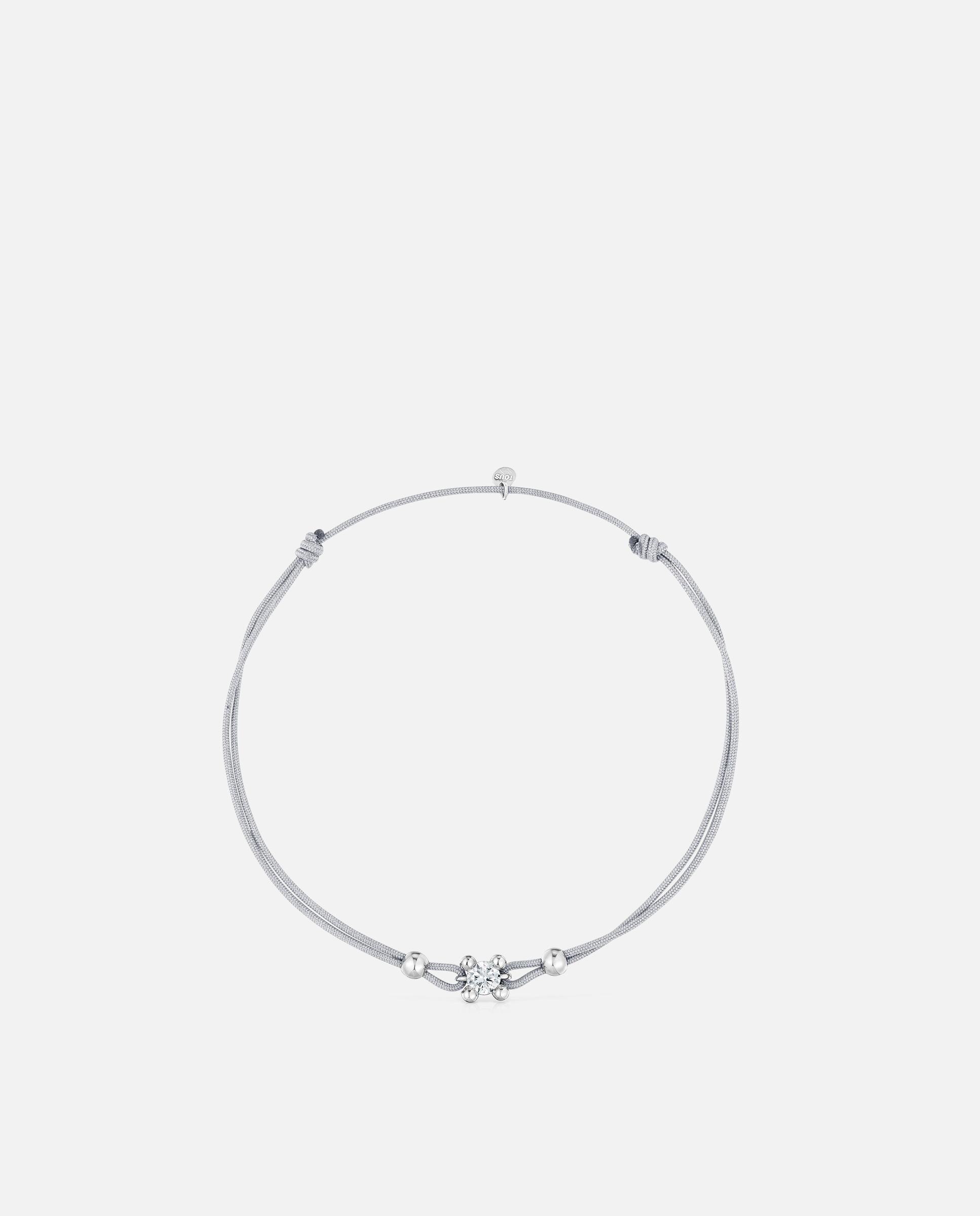 Pulseira de Nylon em Cinzento Shine Lgd com Platina e Diamante Criado em Laboratório Branco-2