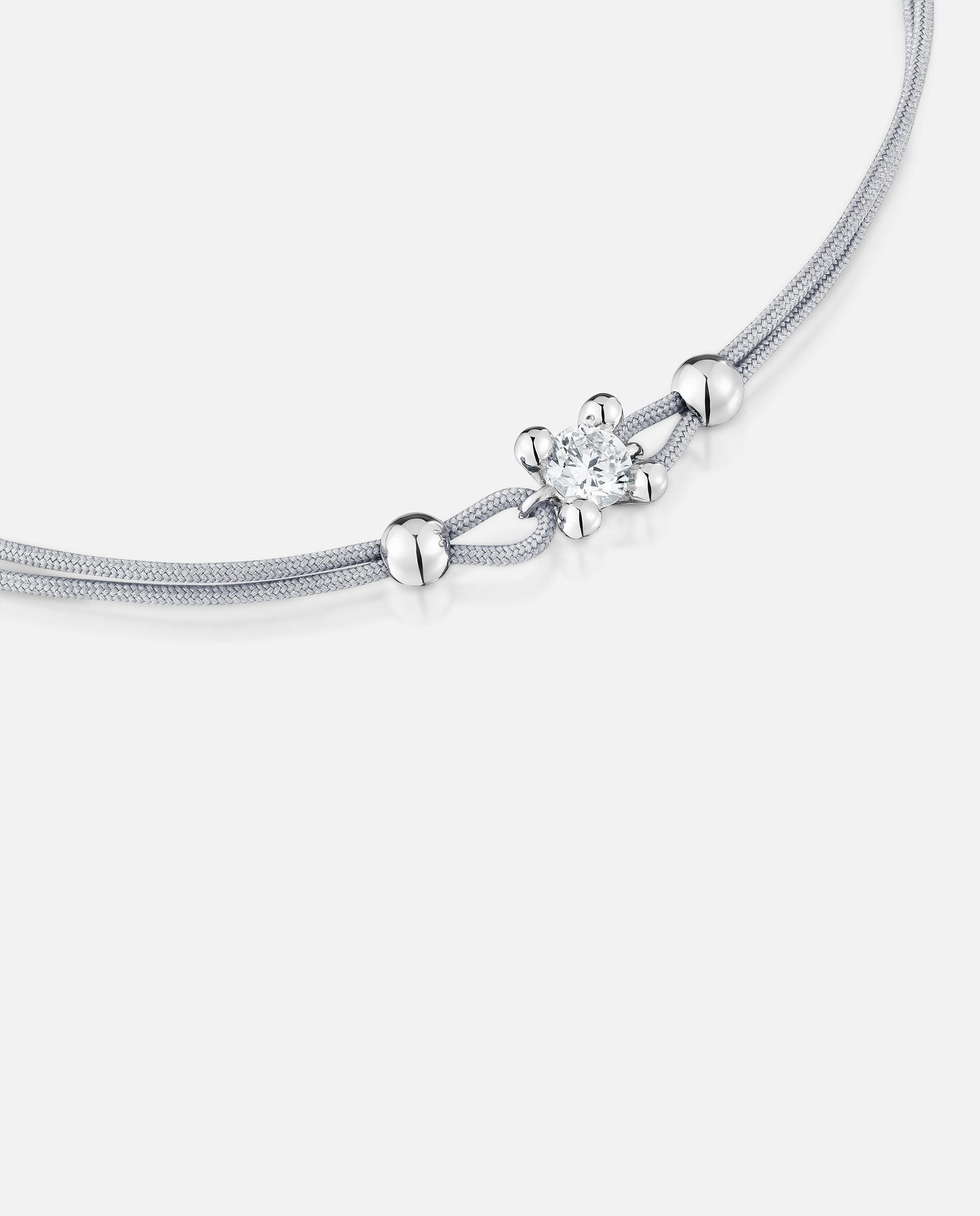Pulseira de Nylon em Cinzento Shine Lgd com Platina e Diamante Criado em Laboratório Branco-3