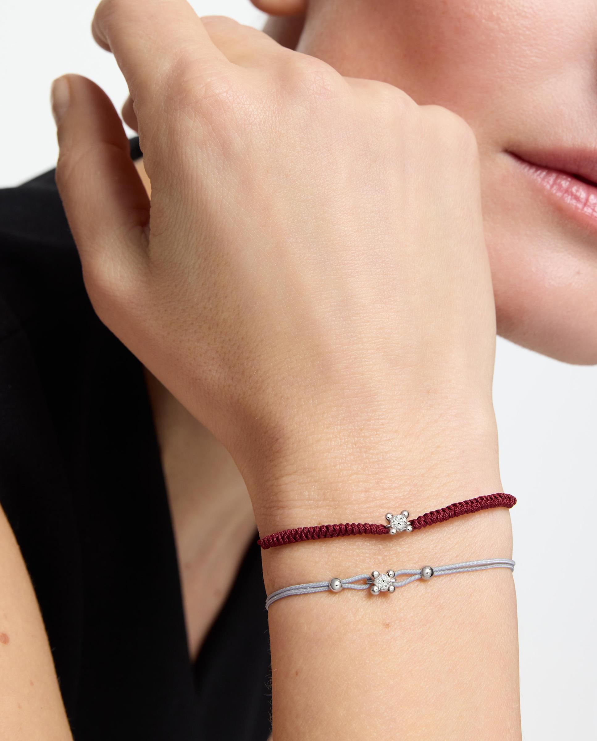 Pulseira de Nylon em Cinzento Shine Lgd com Platina e Diamante Criado em Laboratório Branco-5