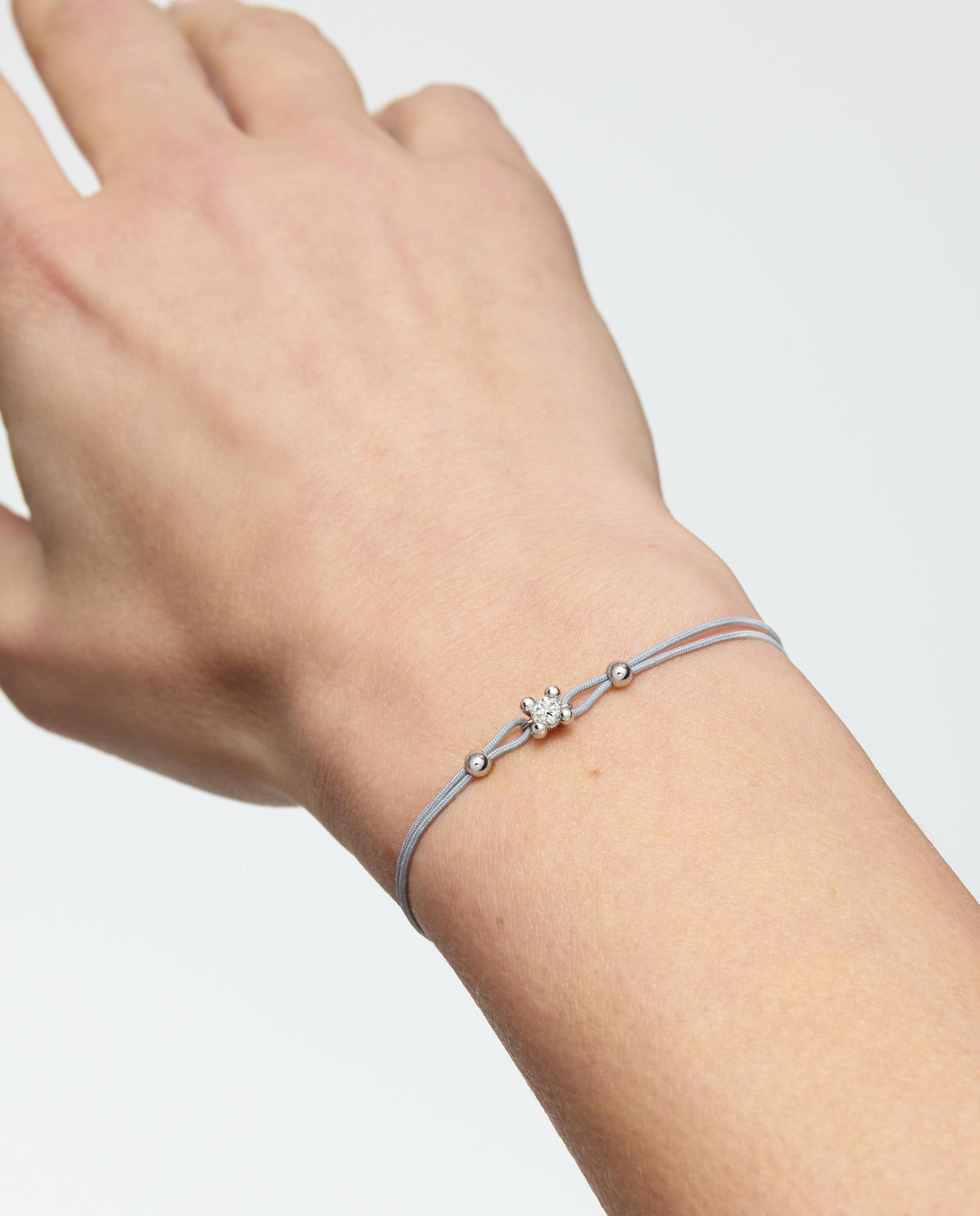 Pulseira de Nylon em Cinzento Shine Lgd com Platina e Diamante Criado em Laboratório Branco-7