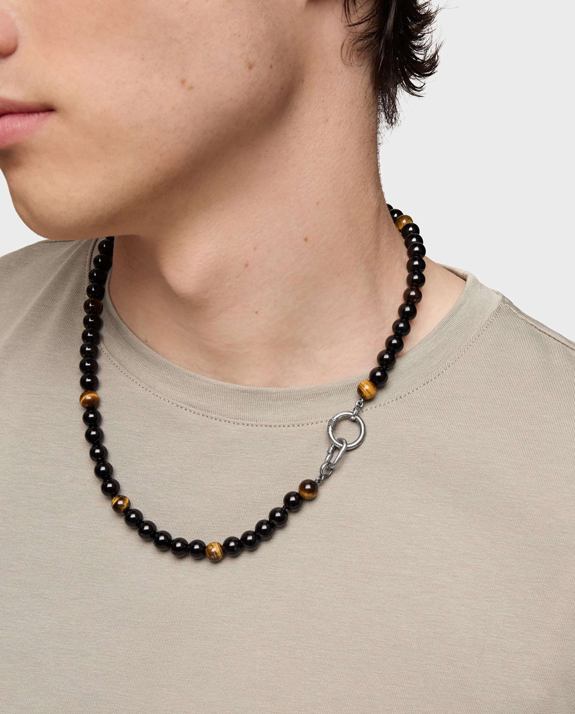 Colar Hold Man de Prata Ónix com Olho de Tigre e Anéis Multicolor-5