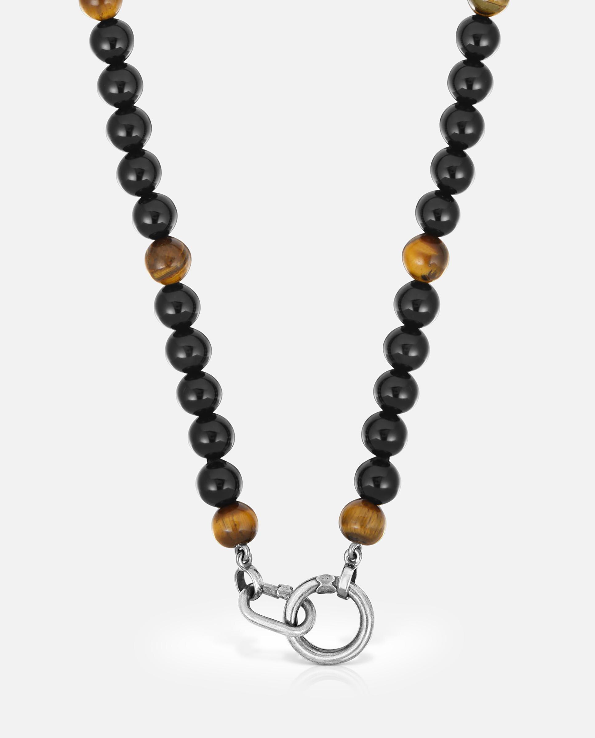 Colar Hold Man de Prata Ónix com Olho de Tigre e Anéis Multicolor-6