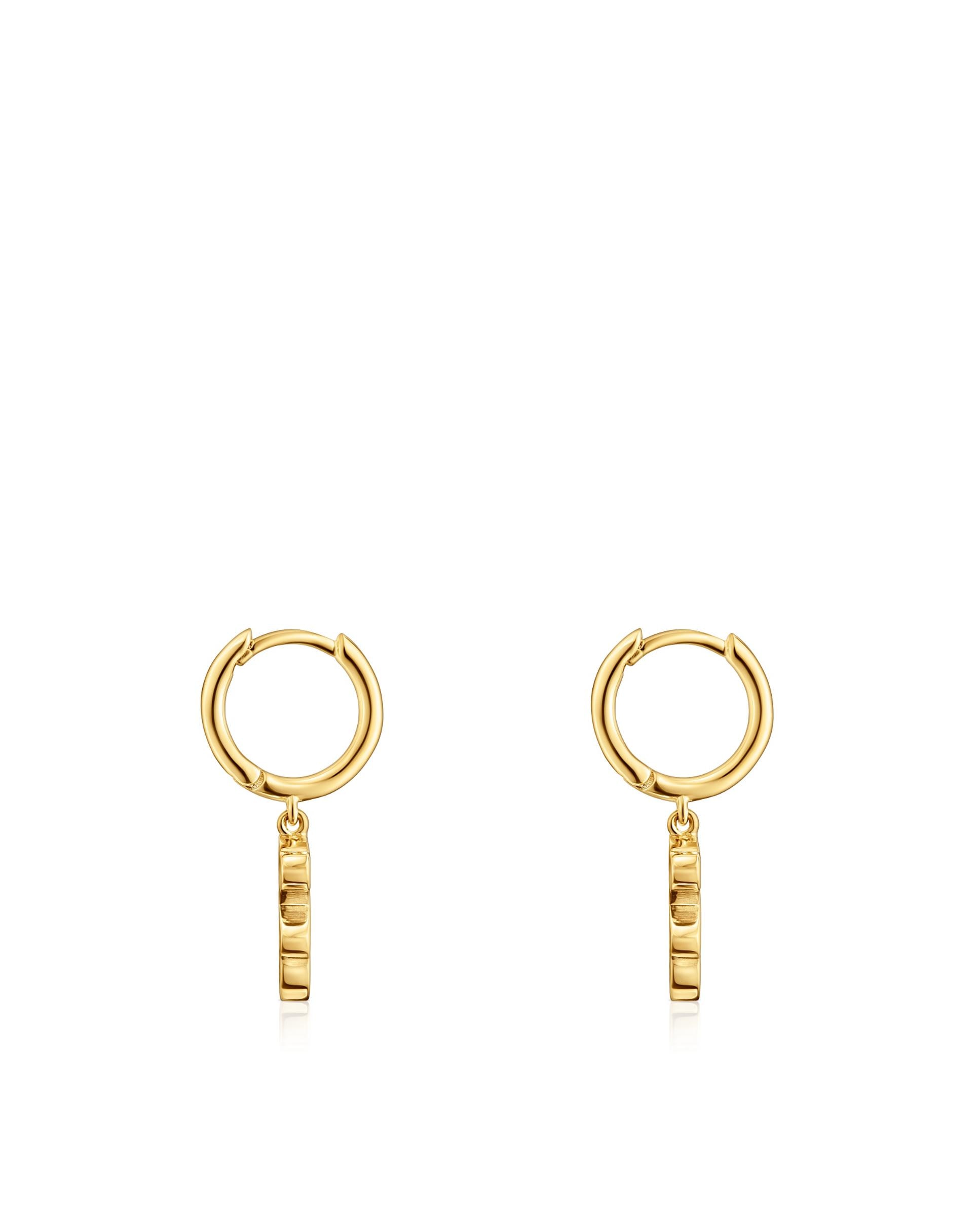 Brincos de Aro Sweet Dolls Banhados em Ouro 18 Kt Sobre Prata e Urso Pendente Dourado-2