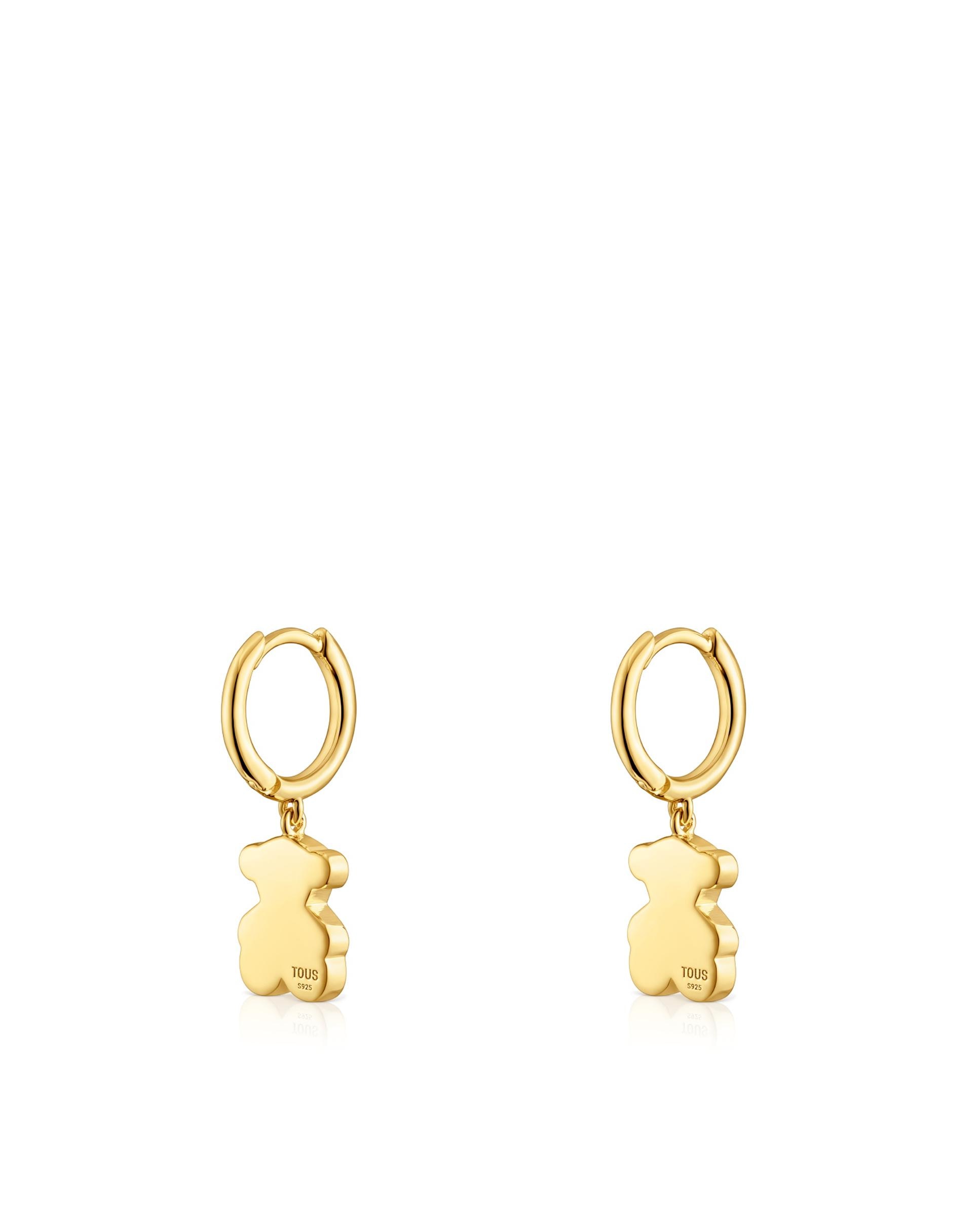 Brincos de Aro Sweet Dolls Banhados em Ouro 18 Kt Sobre Prata e Urso Pendente Dourado-3