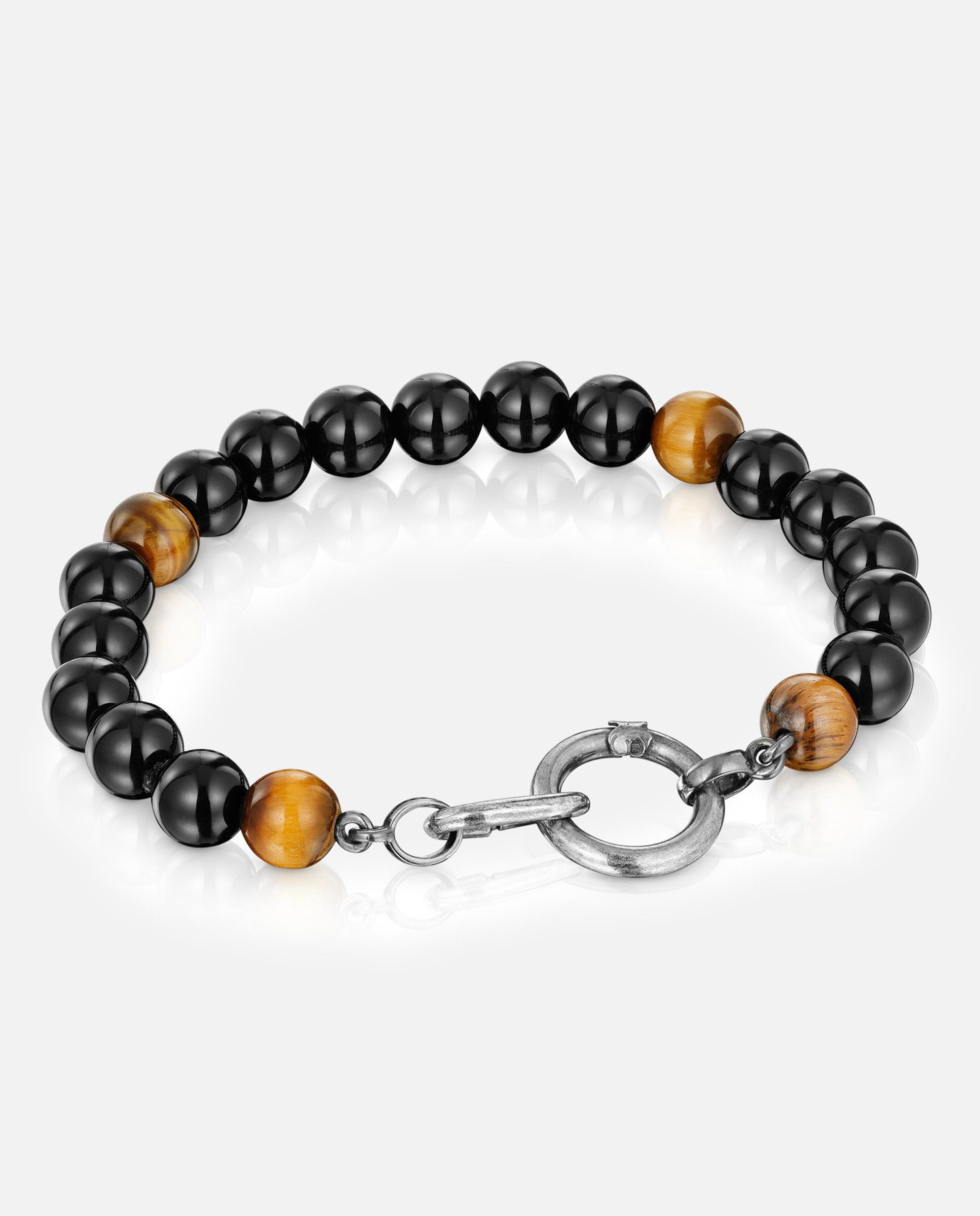 Pulseira Hold Man com Argolas de Prata com Ónix e Olho de Tigre Multicolor-1