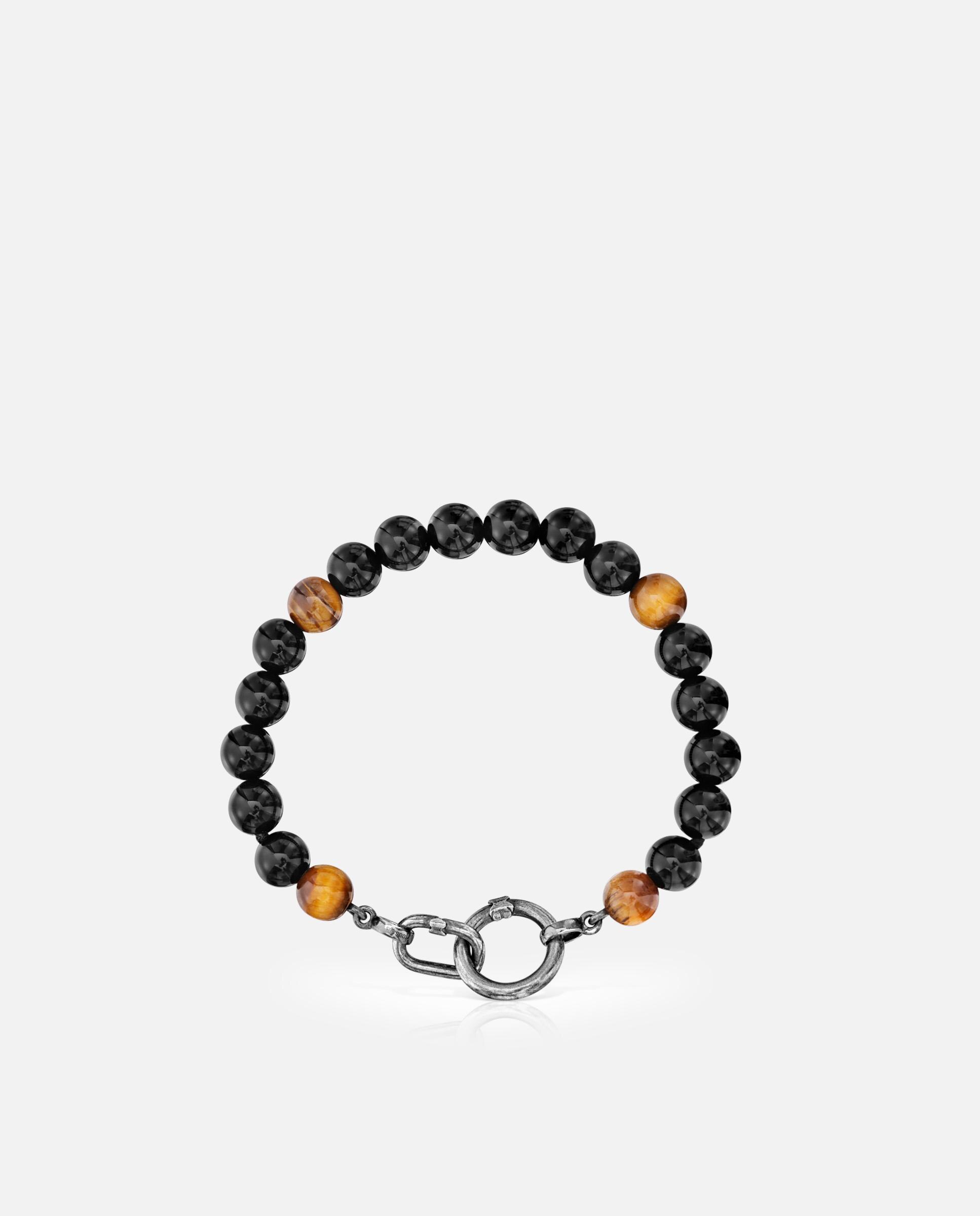 Pulseira Hold Man com Argolas de Prata com Ónix e Olho de Tigre Multicolor-2