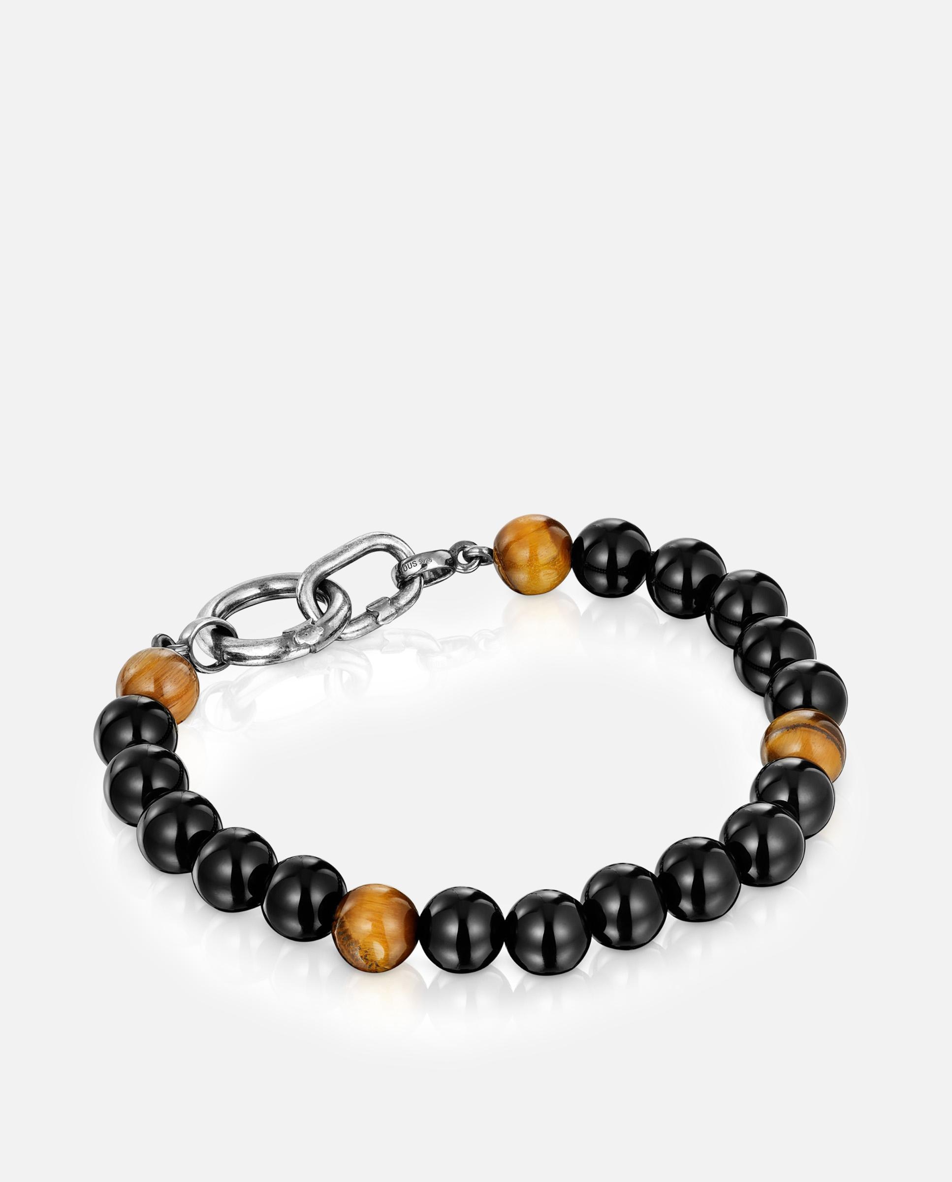 Pulseira Hold Man com Argolas de Prata com Ónix e Olho de Tigre Multicolor-3