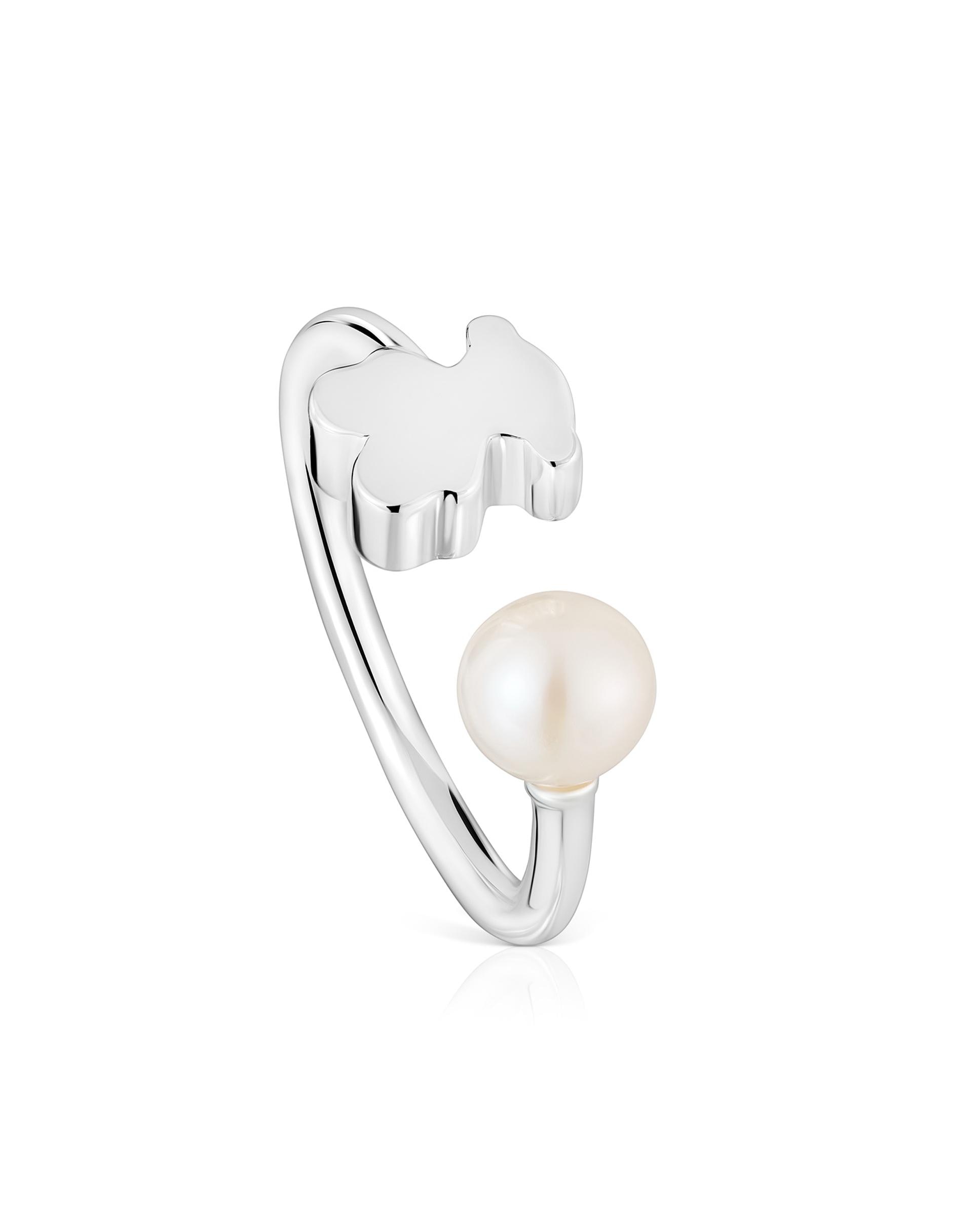 Imagem 0 de Anel com Pedras Sweet Dolls de Prata de Primeira Lei com Urso e Pérola