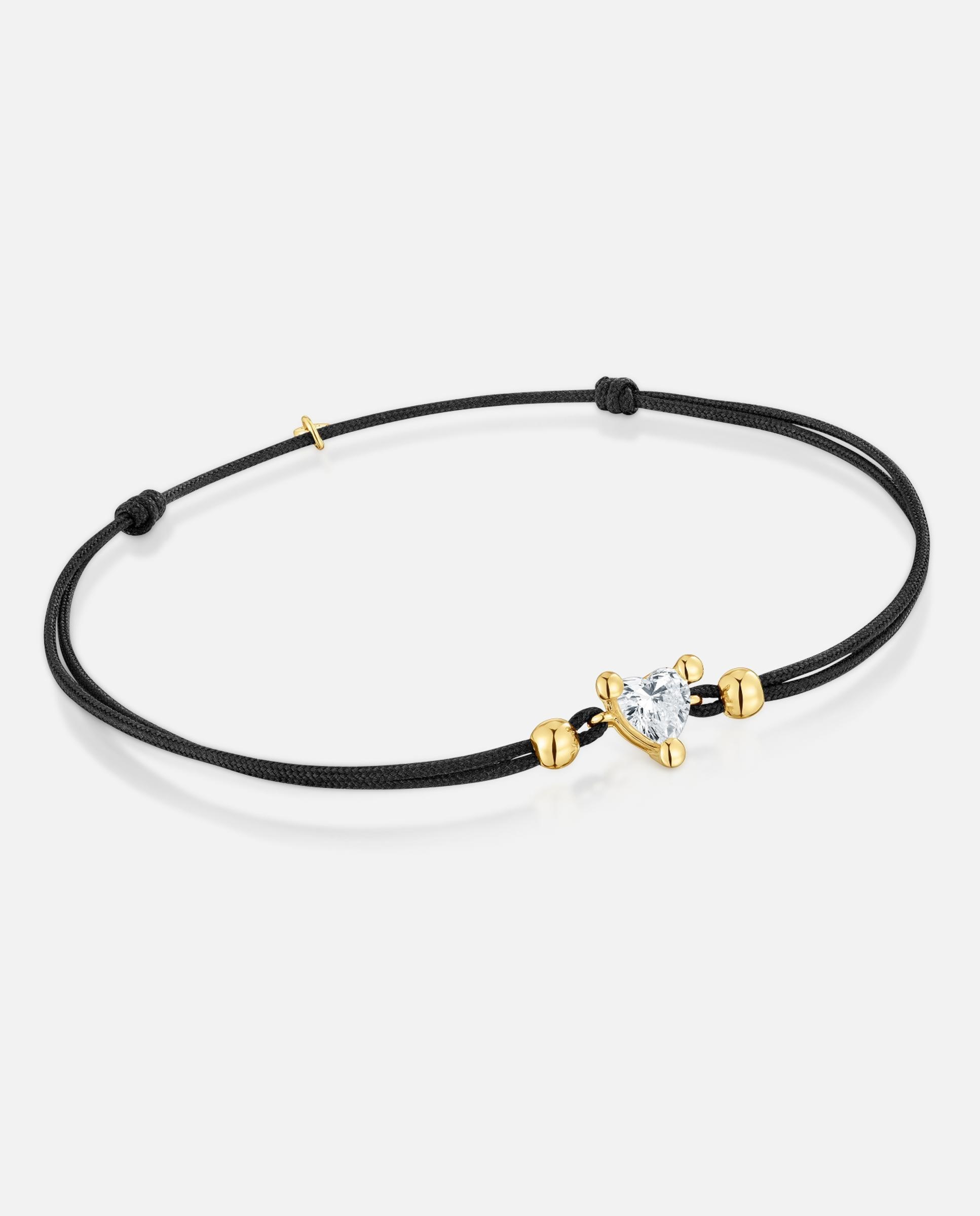 Pulseira de Ouro com Diamante Criado em Laboratório e Nylon Garden Of Love Lgd Branco-1