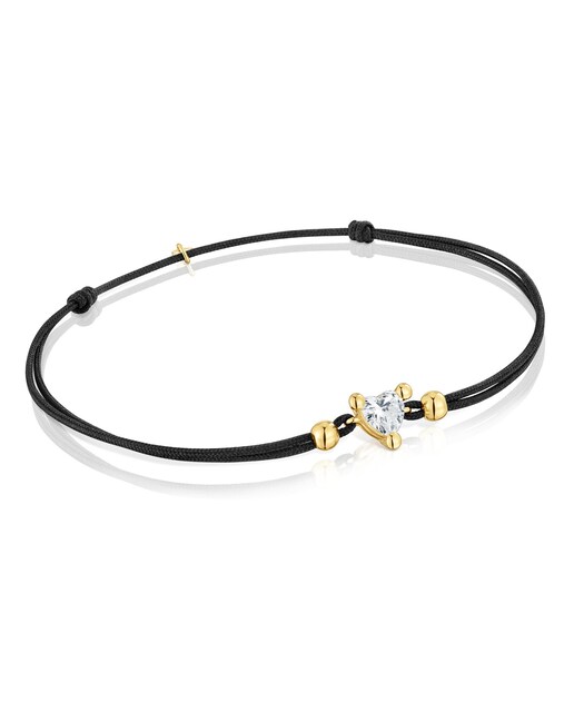 Imagem 0 de Pulseira  Garden Of Love Lgd de Ouro com Diamante Criado em Laboratório e Nylon Preto