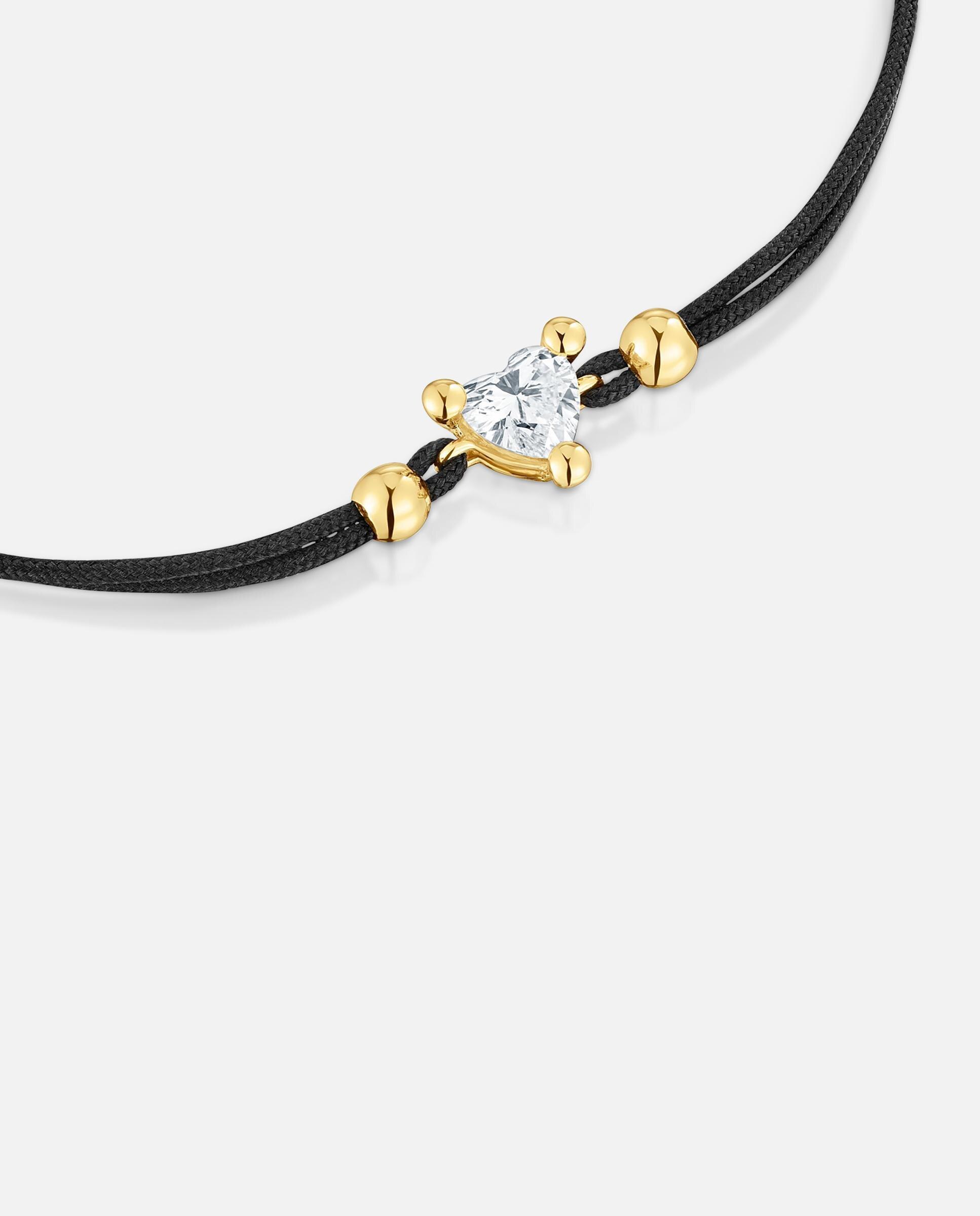 Pulseira de Ouro com Diamante Criado em Laboratório e Nylon Garden Of Love Lgd Branco-3