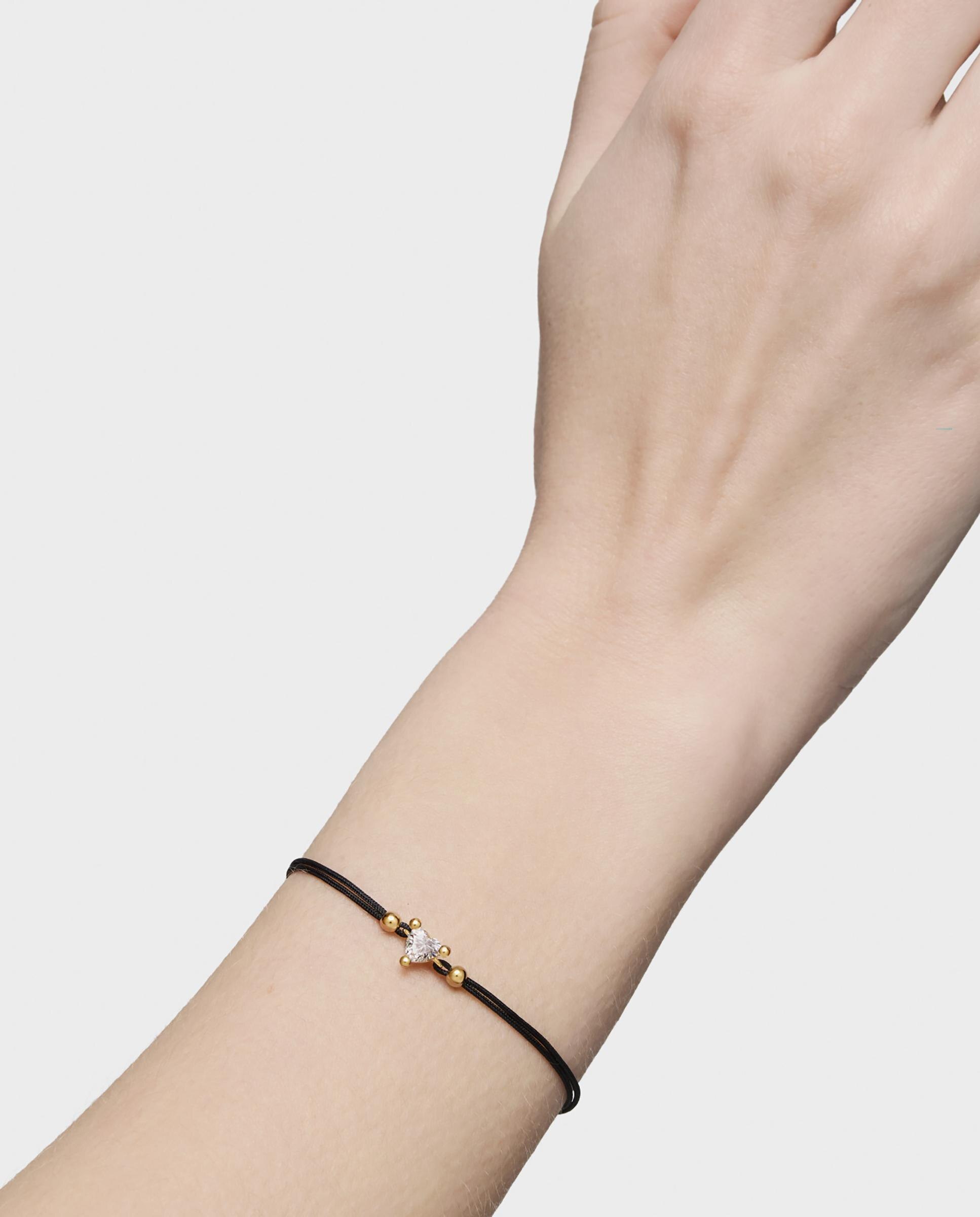 Pulseira de Ouro com Diamante Criado em Laboratório e Nylon Garden Of Love Lgd Branco-5
