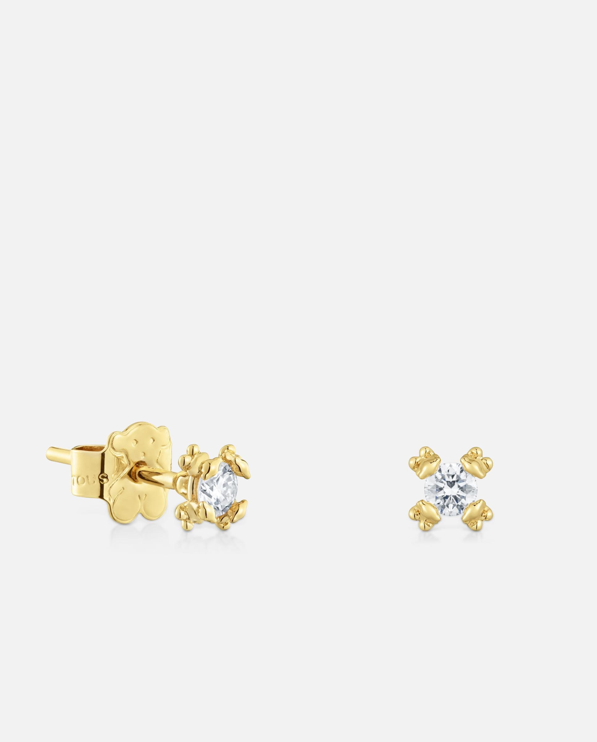 Brincos Color Pills Banhado em Ouro 18 Kt Sobre Prata e Diamantes Criados em Laboratório 4 Mm Branco-1