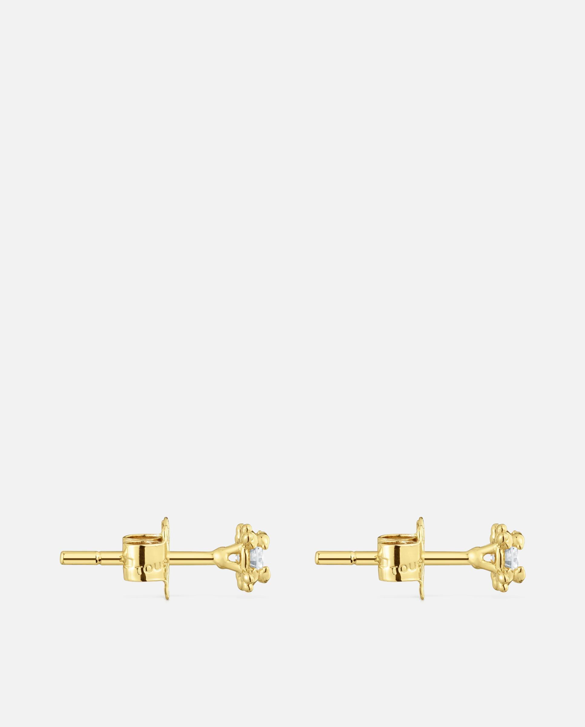 Brincos Color Pills Banhado em Ouro 18 Kt Sobre Prata e Diamantes Criados em Laboratório 4 Mm Branco-2