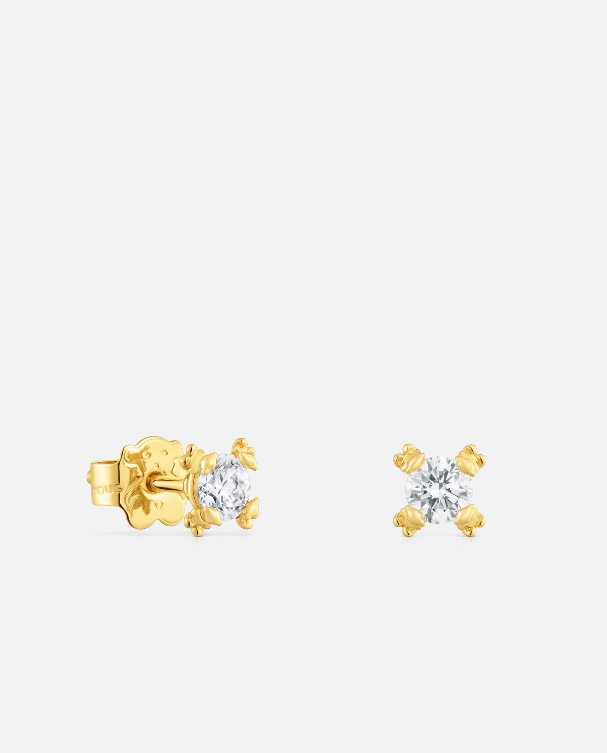 Brincos Color Pills Banhados a Ouro 18 Kt Sobre Prata e Diamantes Criados em Laboratório 6 Mm Branco-1