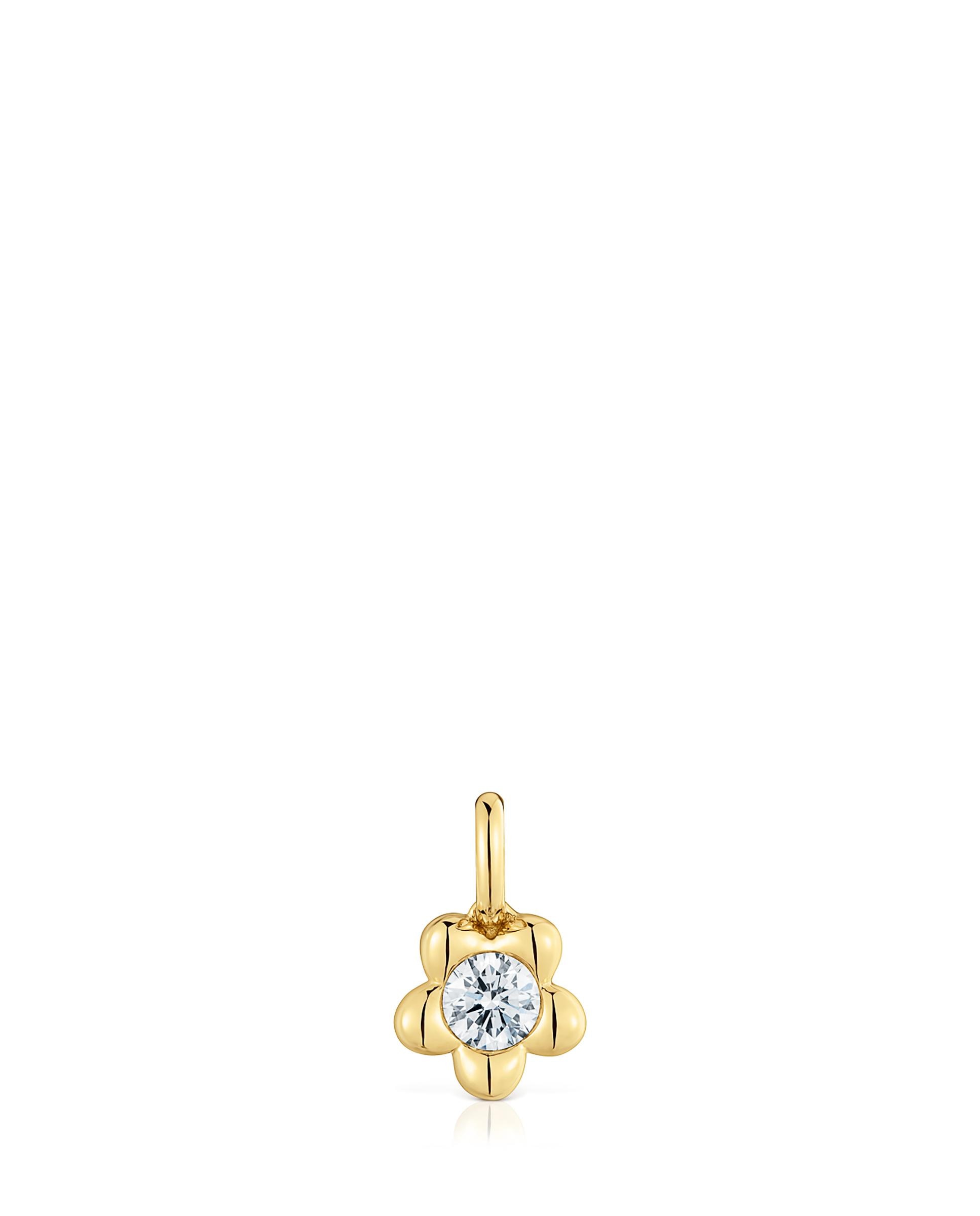 Pendente Lili Flor de Ouro com Diamante Criado em Laboratório Branco-1