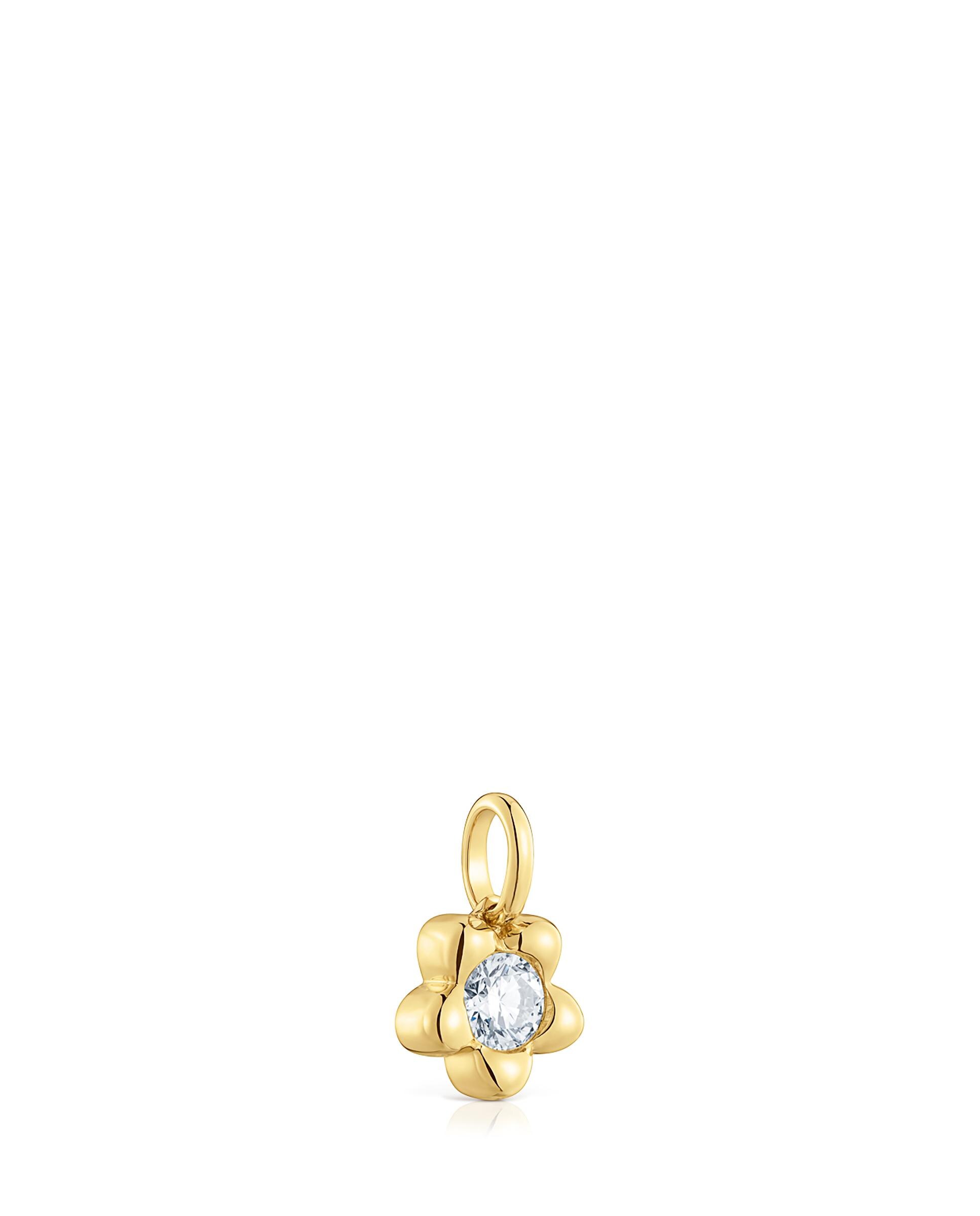 Pendente Lili Flor de Ouro com Diamante Criado em Laboratório Branco-2