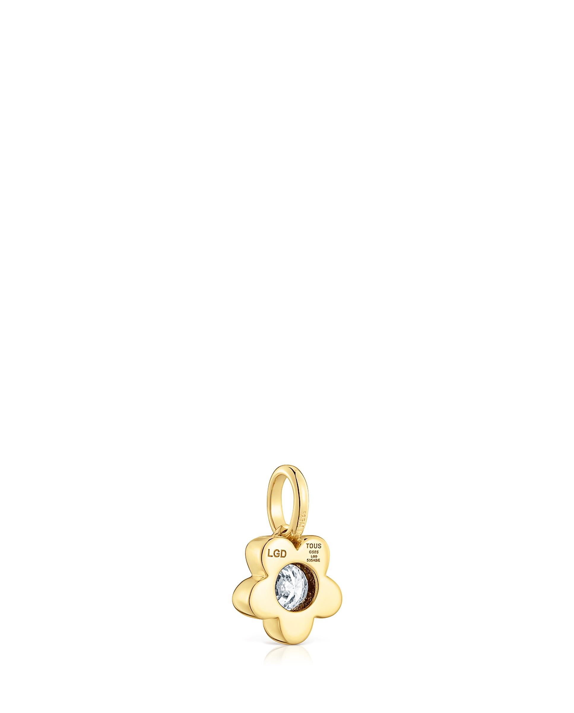 Pendente Lili Flor de Ouro com Diamante Criado em Laboratório Branco-3