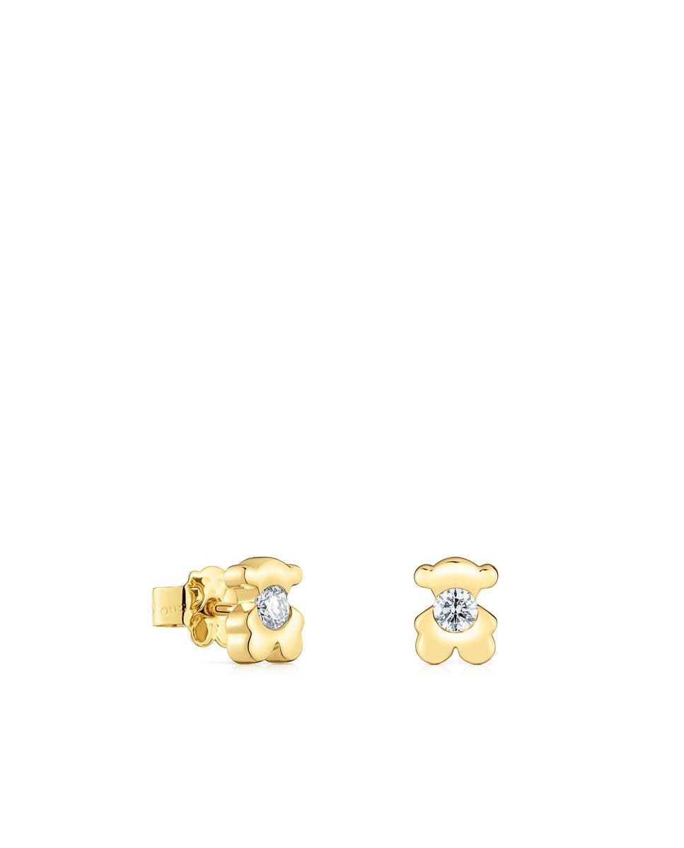Brincos Lili Urso de Ouro com Diamantes Criados em Laboratório 6 Mm Branco-1