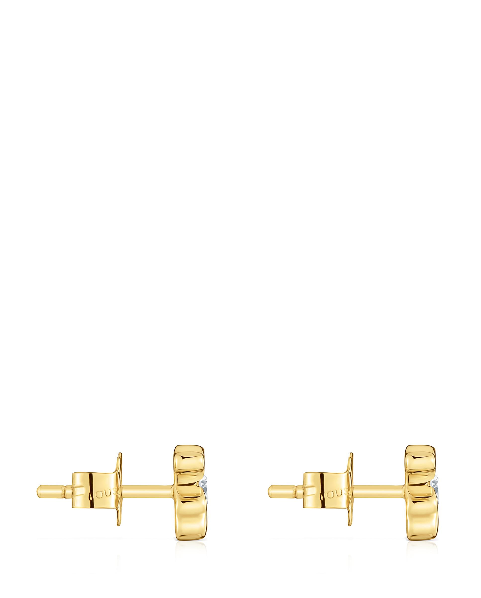 Brincos Lili Urso de Ouro com Diamantes Criados em Laboratório 6 Mm Branco-2