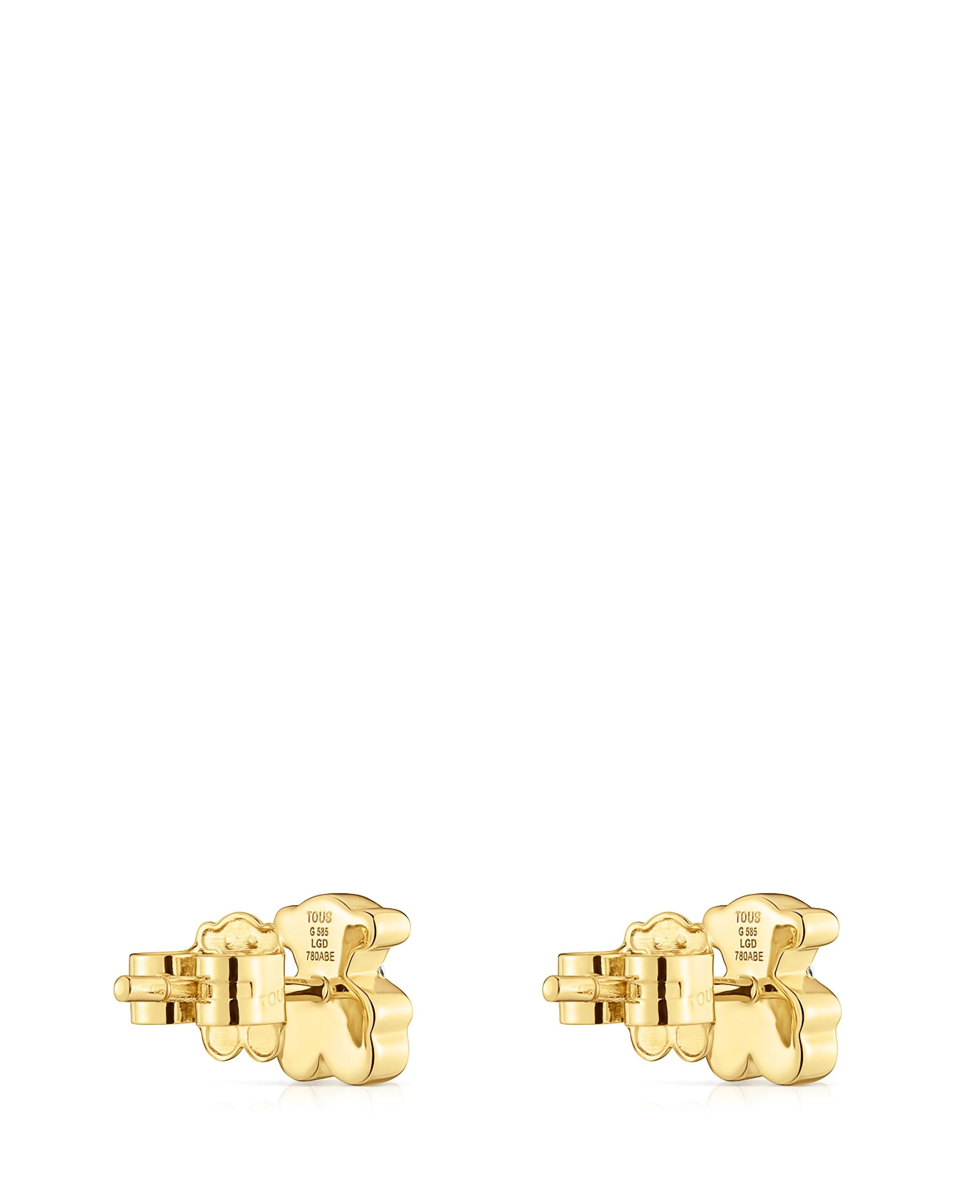 Brincos Lili Urso de Ouro com Diamantes Criados em Laboratório 6 Mm Branco-3