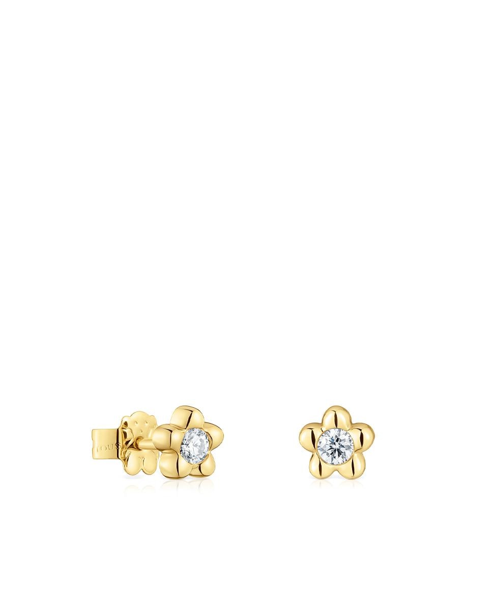 Brincos Lili Flor de Ouro com Diamantes Criados em Laboratório 6 Mm Branco-1
