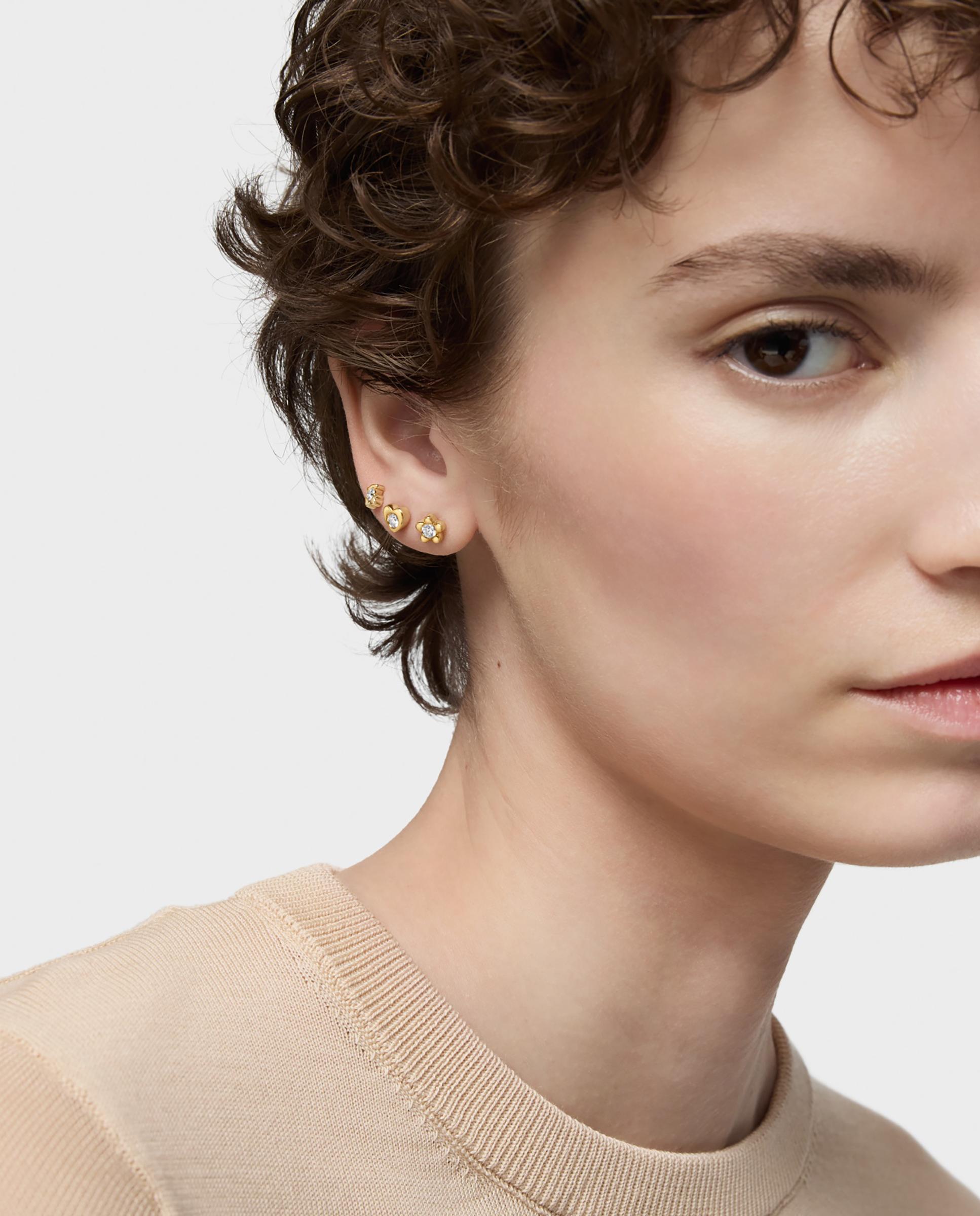 Brincos Lili Flor de Ouro com Diamantes Criados em Laboratório 6 Mm Branco-5