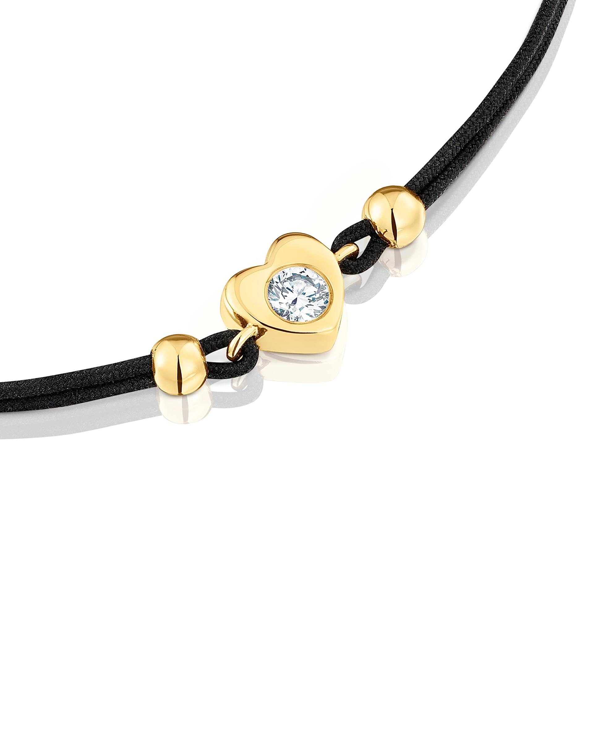 Pulseira Lili de Ouro com Diamante Criado em Laboratório e Nylon em Preto Branco-3