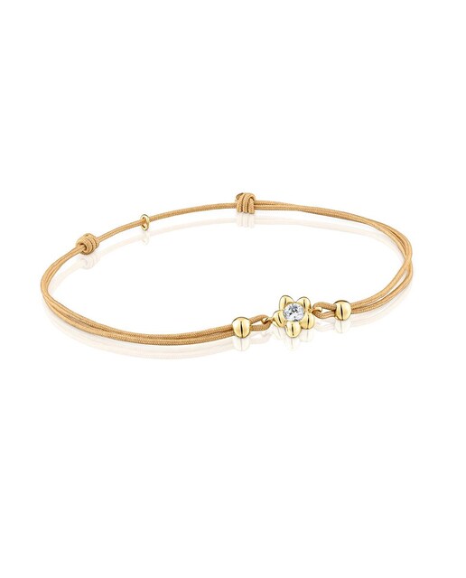 Imagem 0 de Pulseira Lili de Ouro com Diamante Criado em Laboratório e Nylon Camel