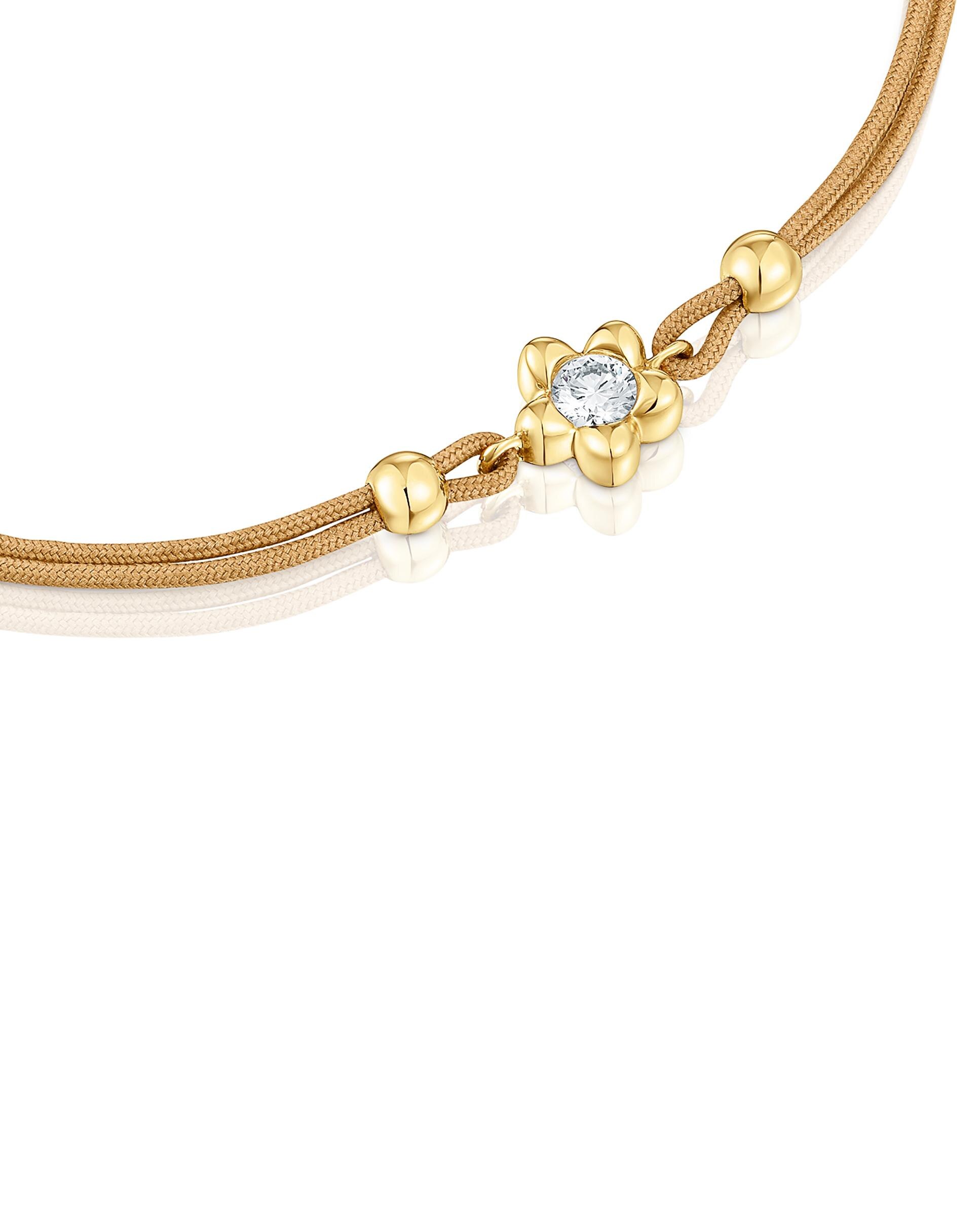 Pulseira Lili de Ouro com Diamante Criado em Laboratório e Nylon Camel Branco-3